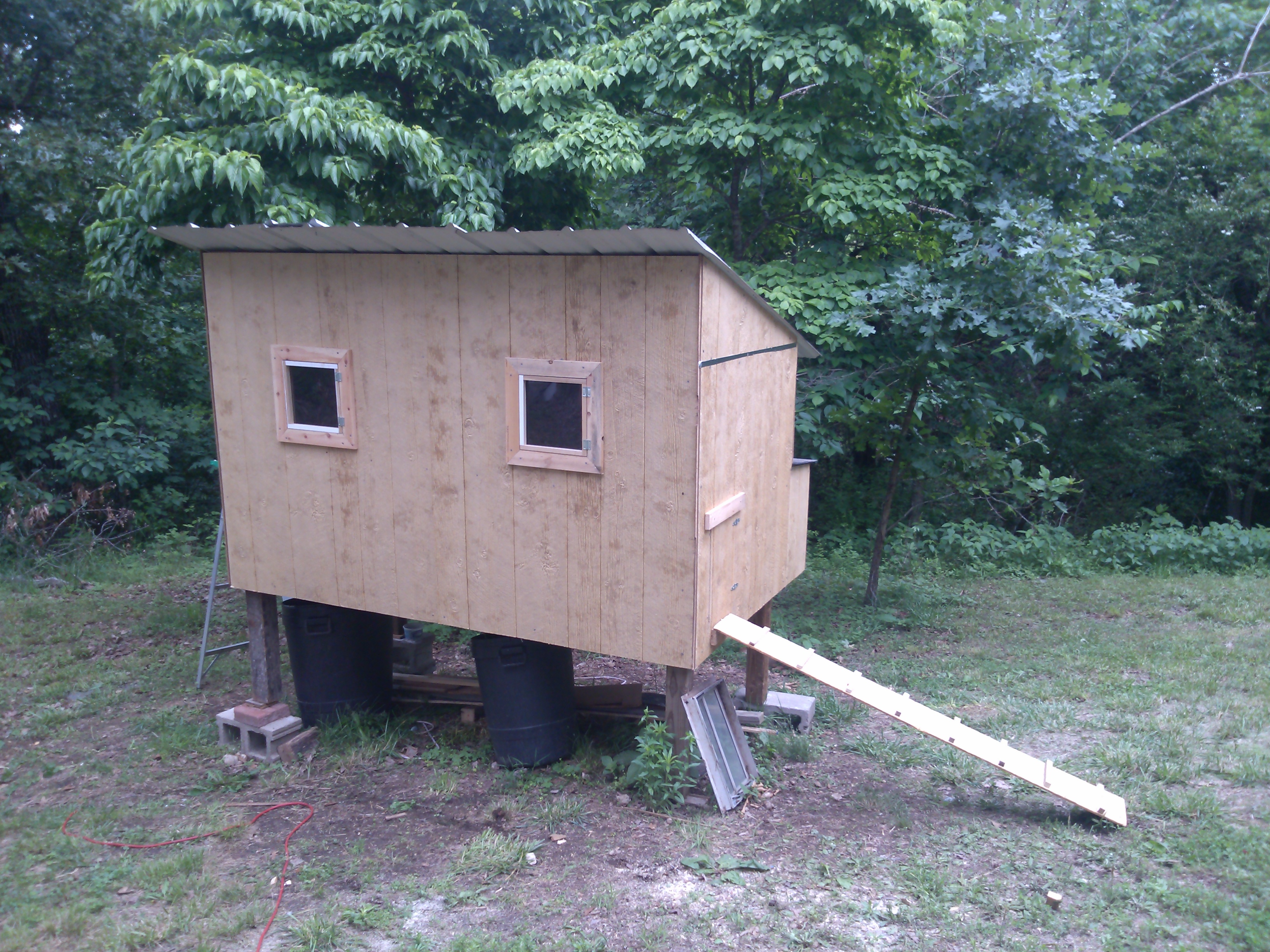 Here is my first attempt at building a coop for my chickens. We will paint it later.  If you see anything that I need to add let me know.