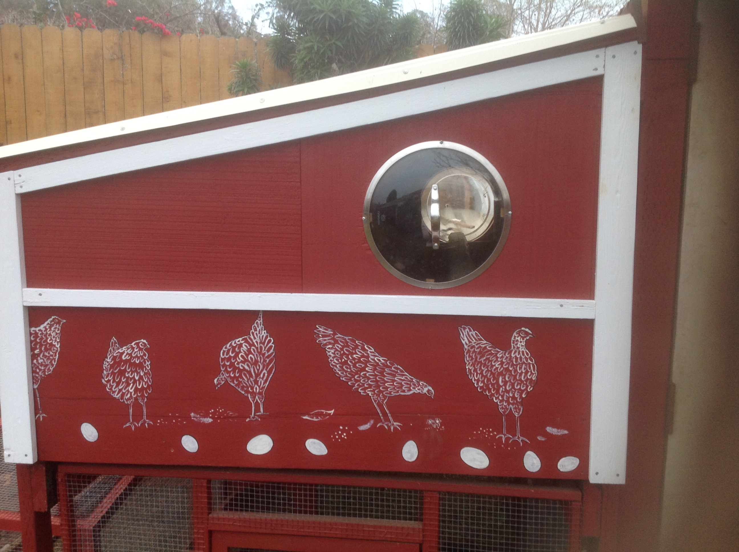 Here you can see the two round windows, one on either end of the coop.