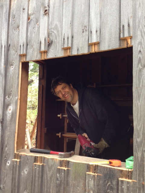 here's the rough-out for the window. We kept all of the siding we removed to make some handy shelves later.