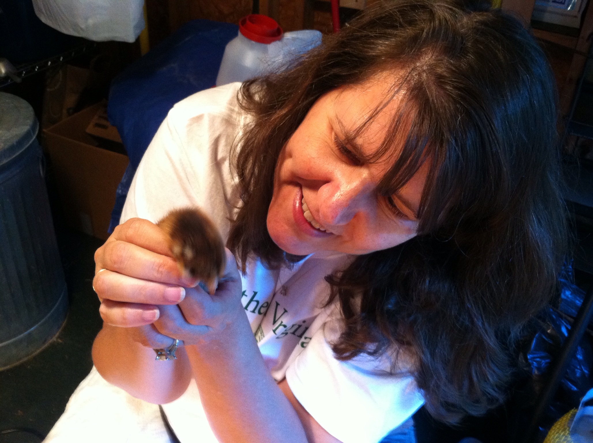 Holding the runt.