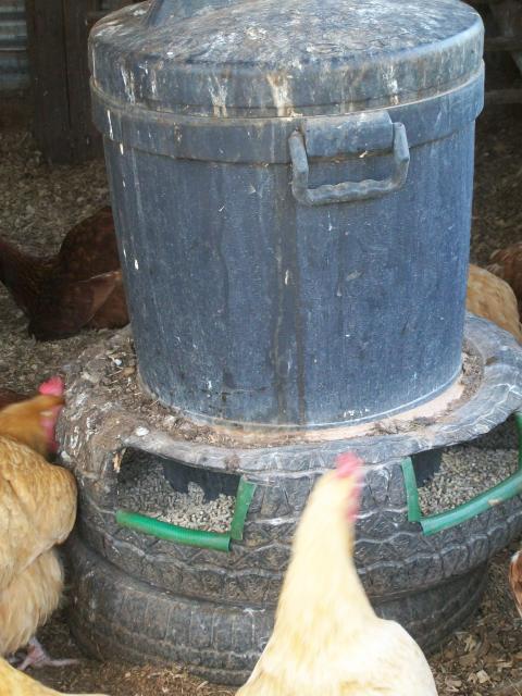 Homemade self feeder holds about 150lbs of feed