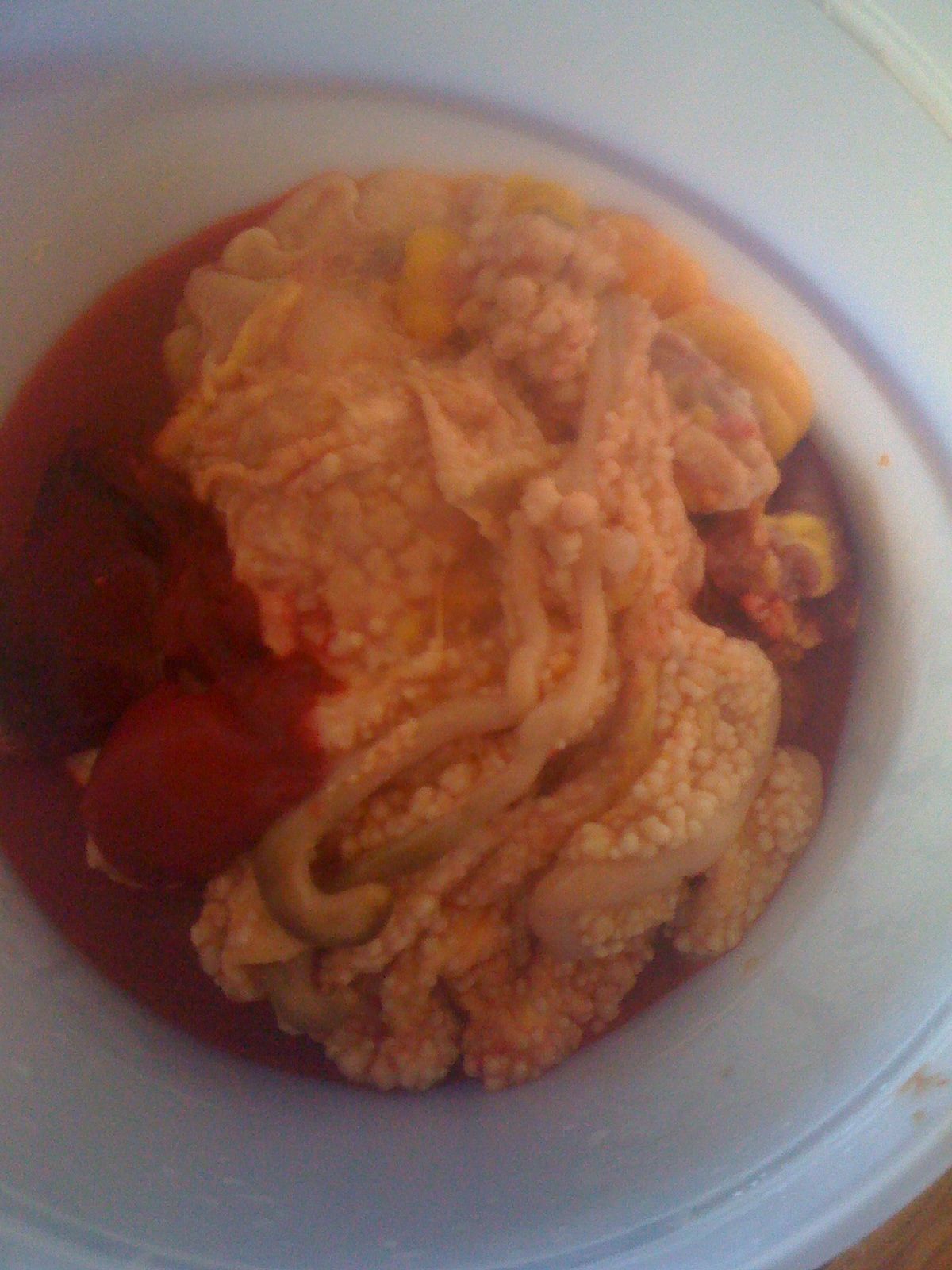 I discovered my chicken was egg bound, once I opened her up lots of fluid poured out. And 
she had what looked like tumors or nodules all along her intestines. They look like round light beige\white cottage cheese curds. I cut open open, It was a capsule with white center. The vet does not know what they are and a sample can be sent to a lab to find out. Has any one else seen this or know what they are? I'll try and add pictures.