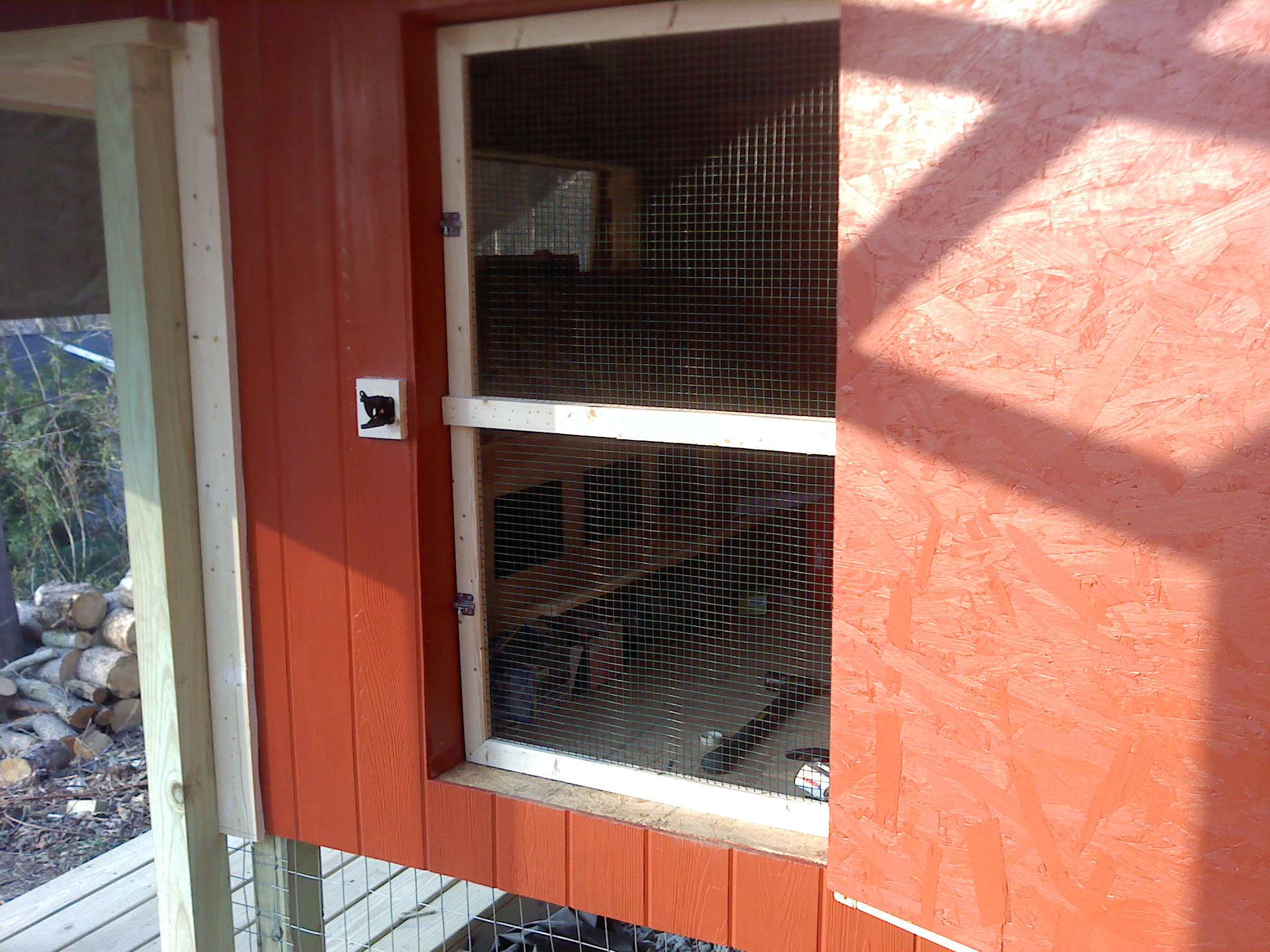 I framed in coated 1/2 inch hardware cloth for the screen door.