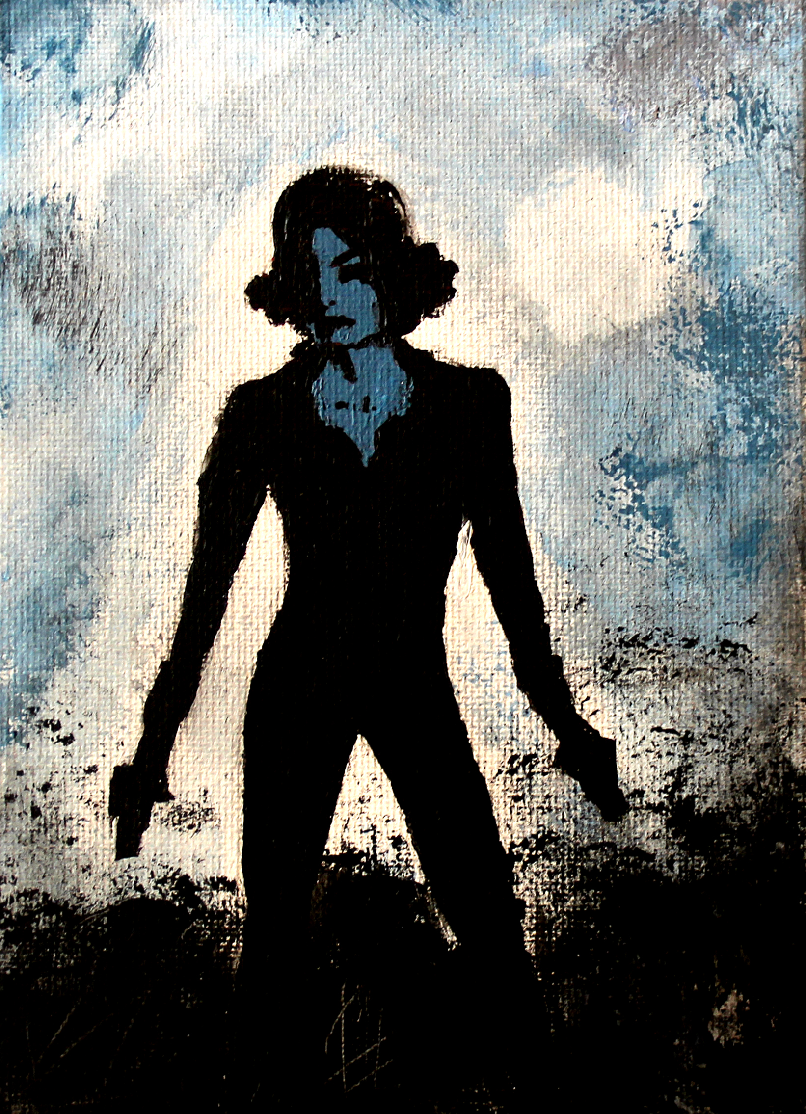 I love watercolors!  Avengers all the way.
This is the Black Widow.  One of the first times I'd ever painted on canvas.