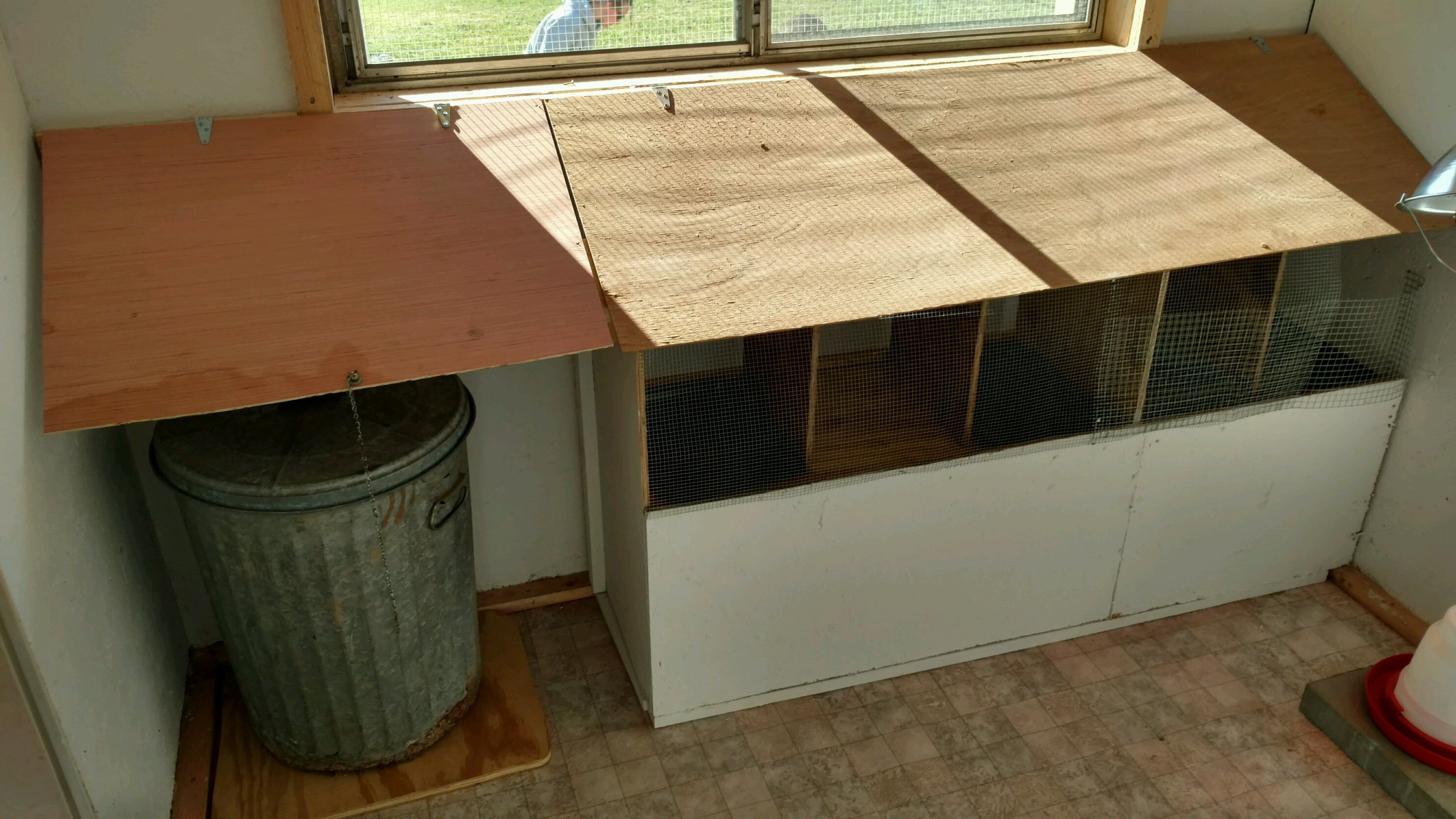 I put a slanted "roof" over the nesting boxes to deter roosting on the