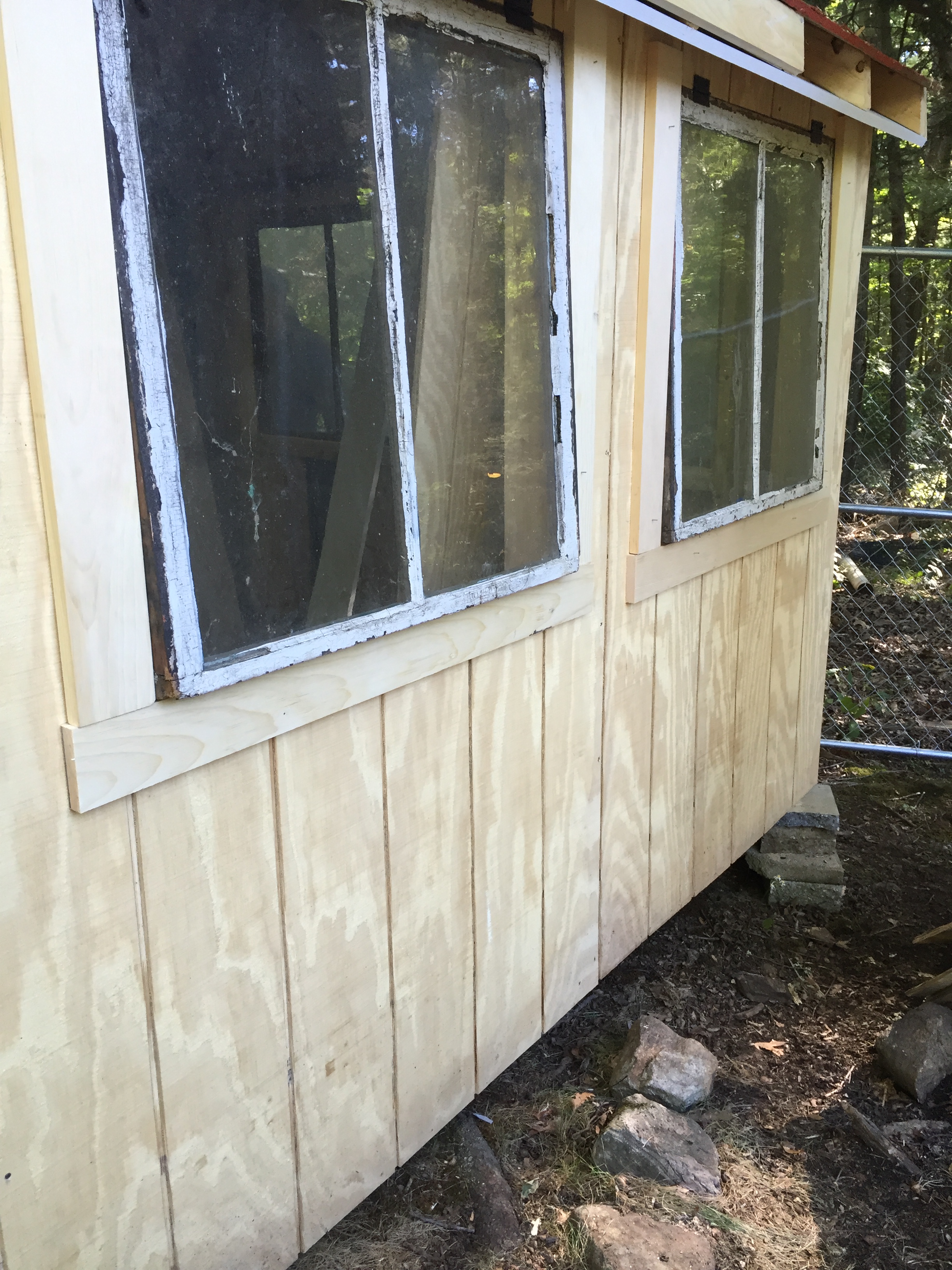 I recycled windows from my inlaws house.  These were taken out of their house years ago and replaced with new windows.  I found these in their garage, and decided to use them in my coop.