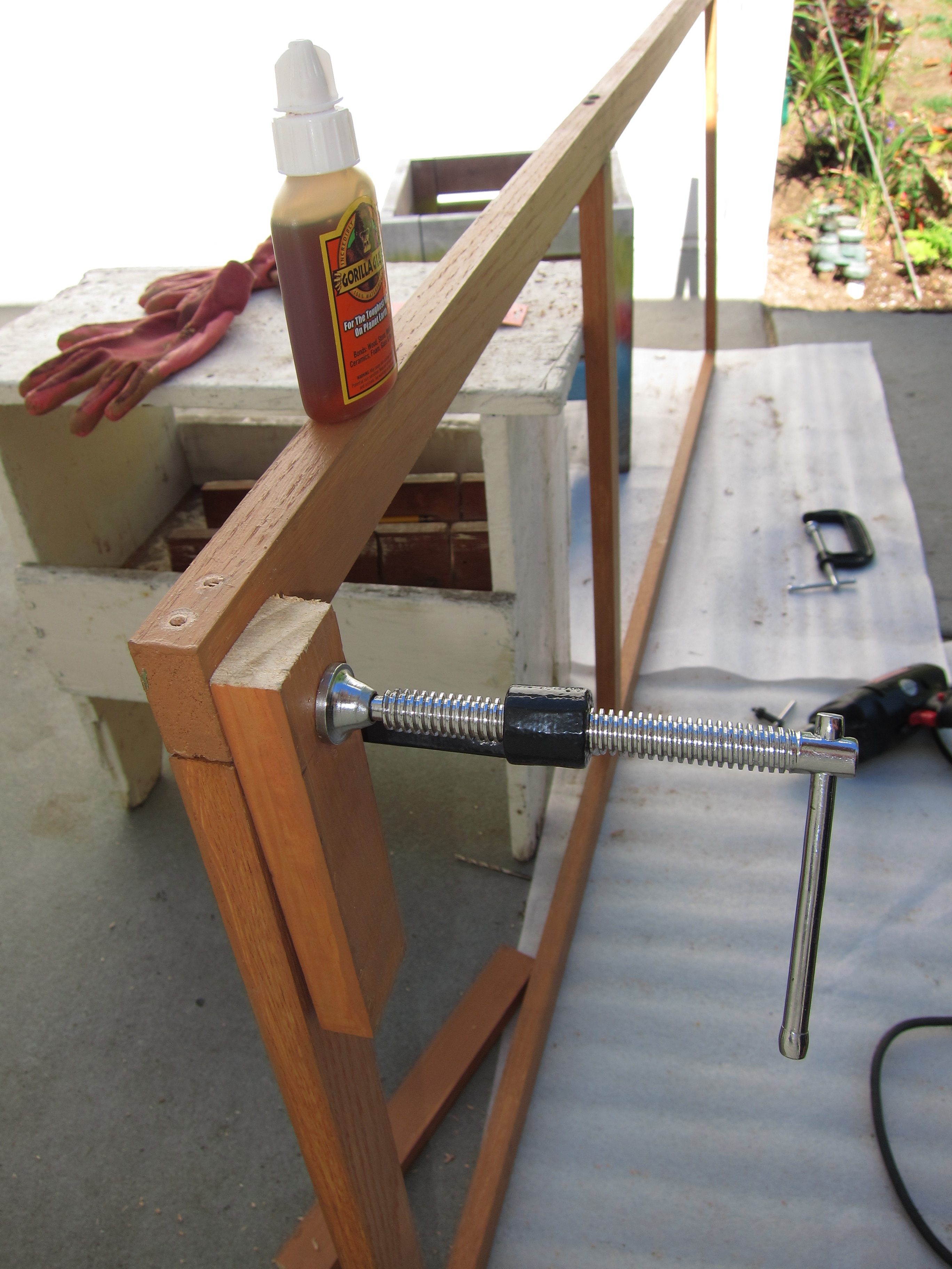 I was anxious to get started, no help, so I just propped it against stuff to build the door frame.