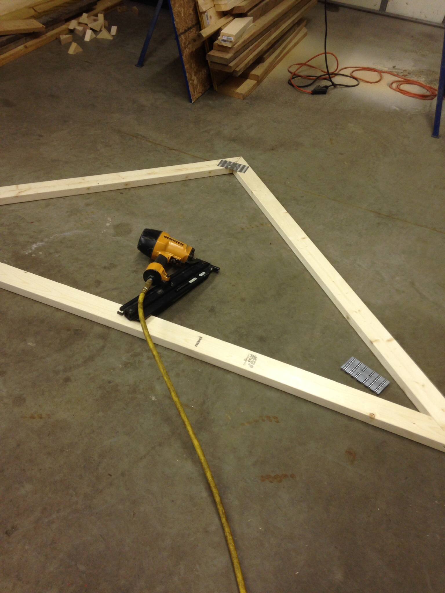 I'm using truss plates and framing nails.