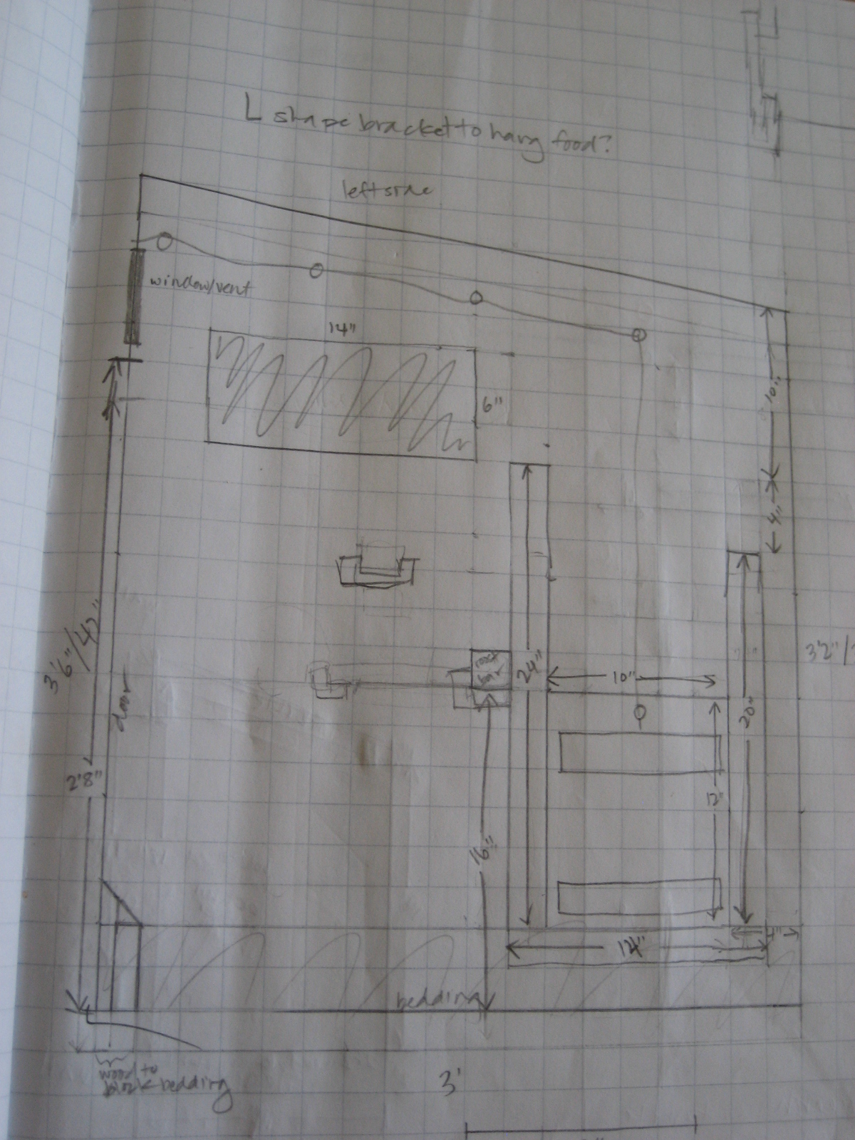 Inside coop left side view with pop door plans