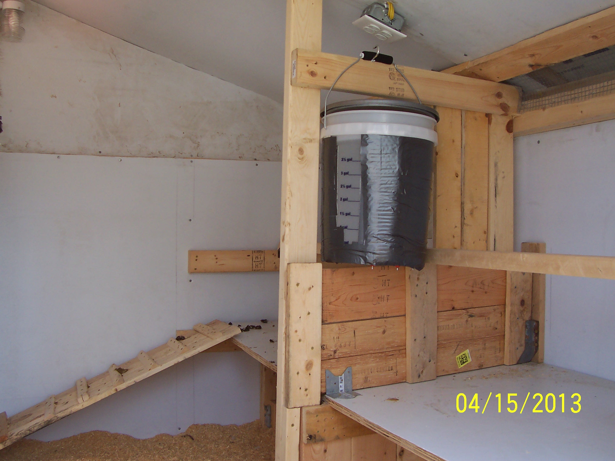 Inside of new tan coop