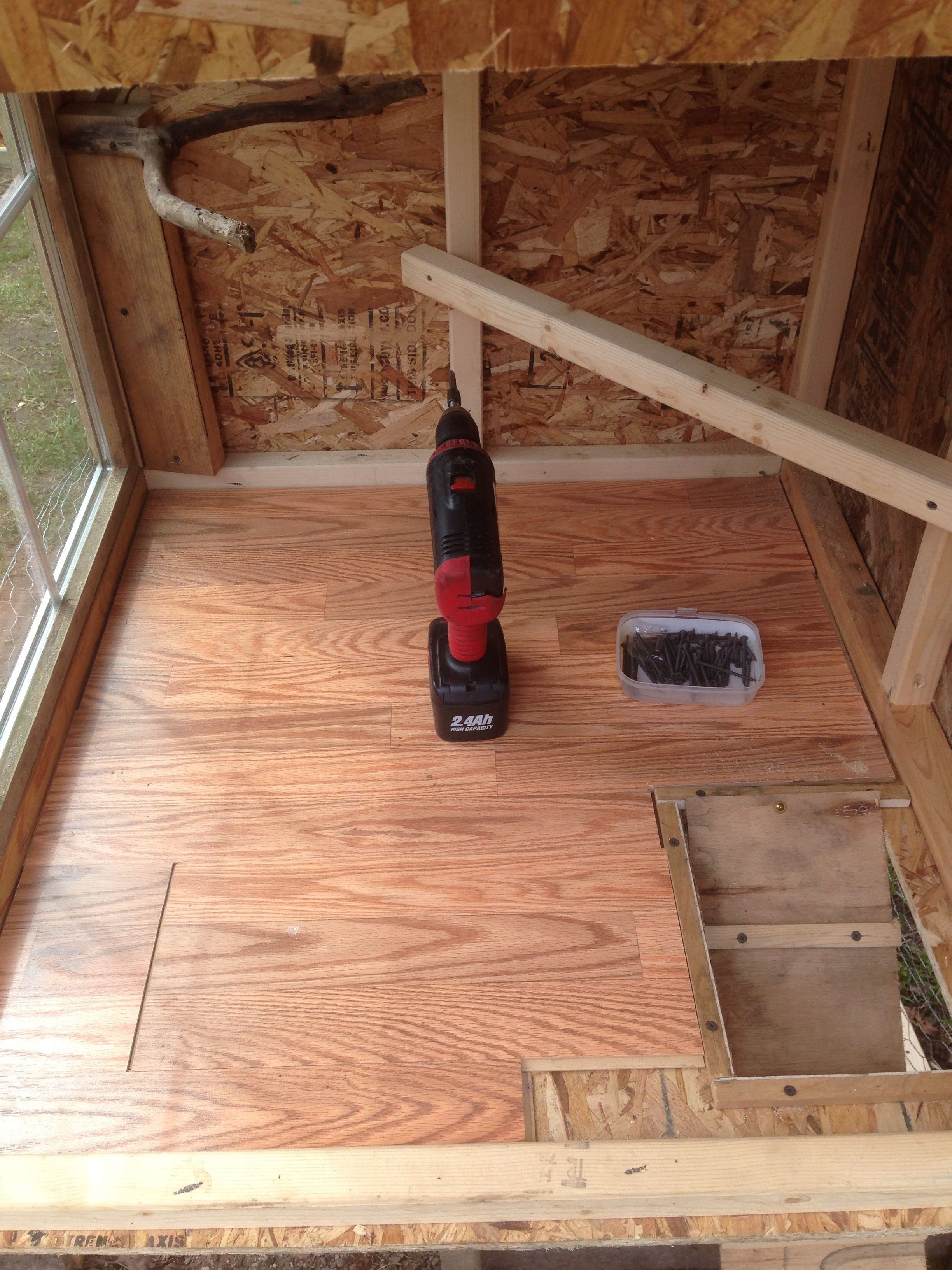 Inside of the Sebrights house during the build. I got the window at a resale store for $2....