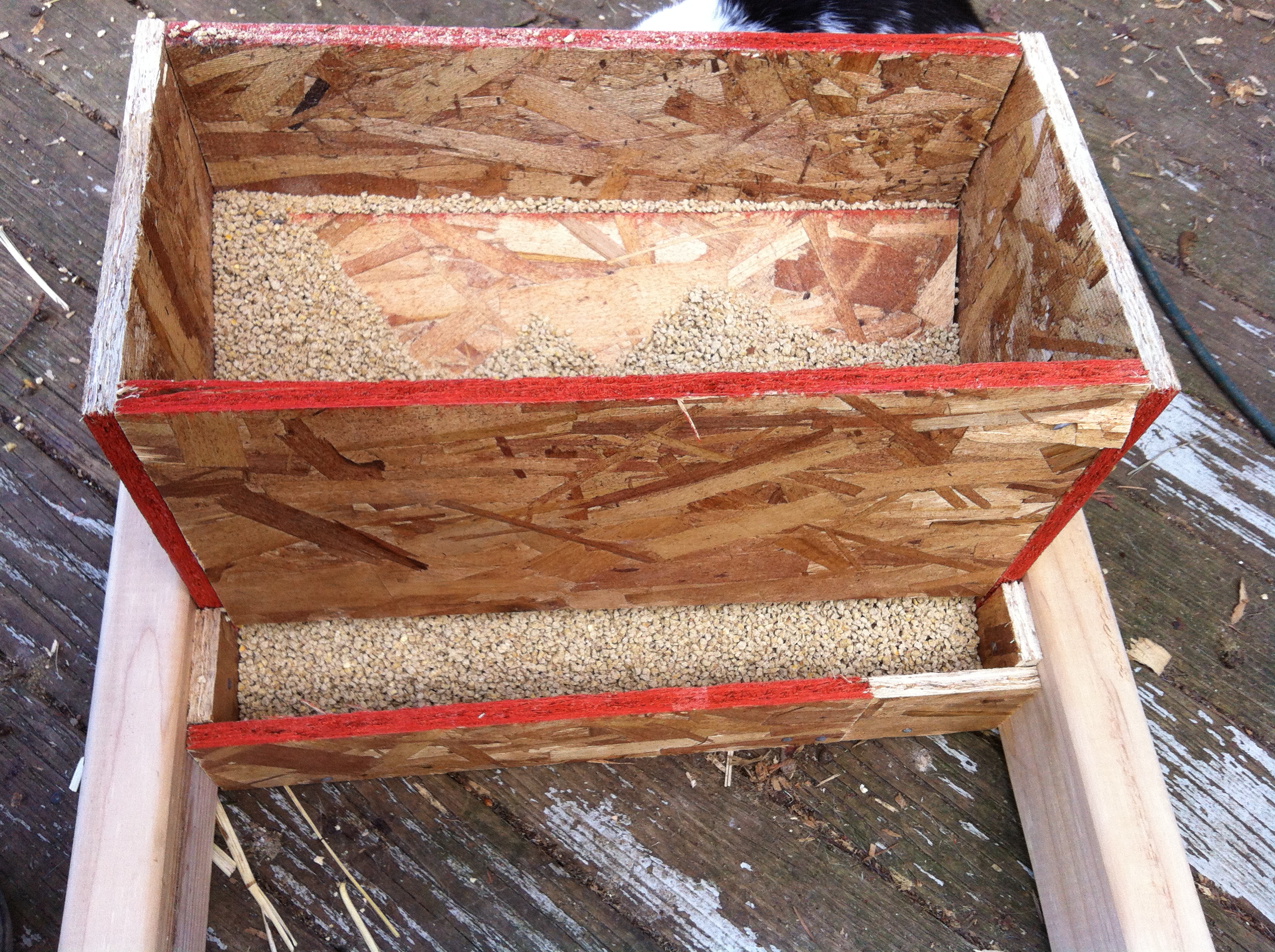 Inside, showing feed slide