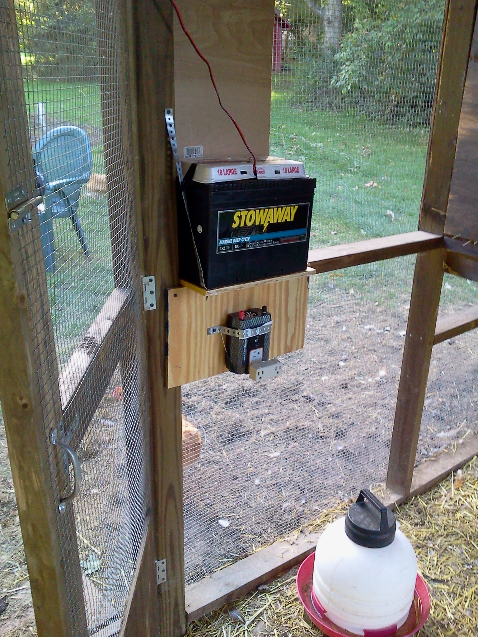 Inside view of battey stand, power converter.
