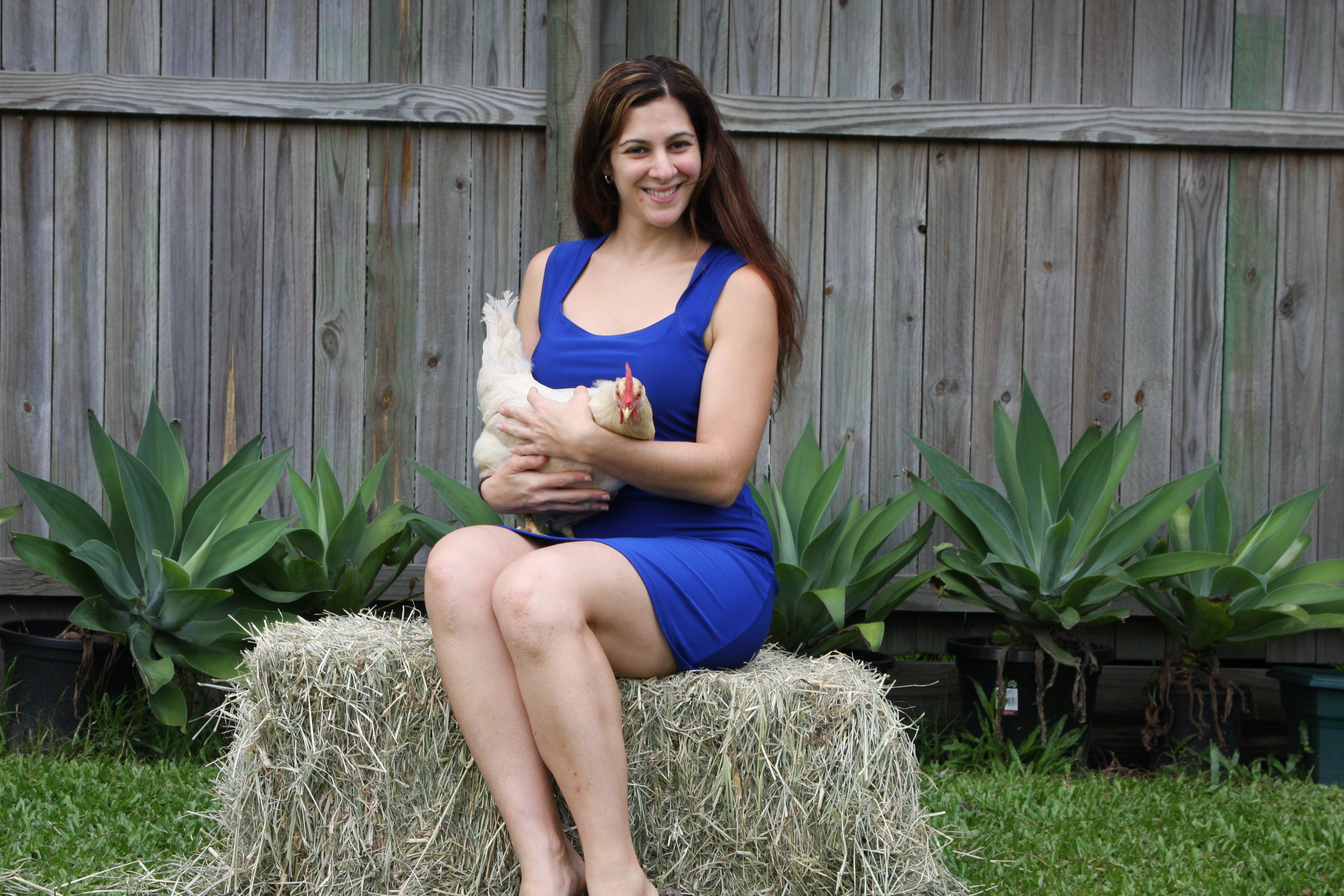 Isa and I with our new bundle of hay.