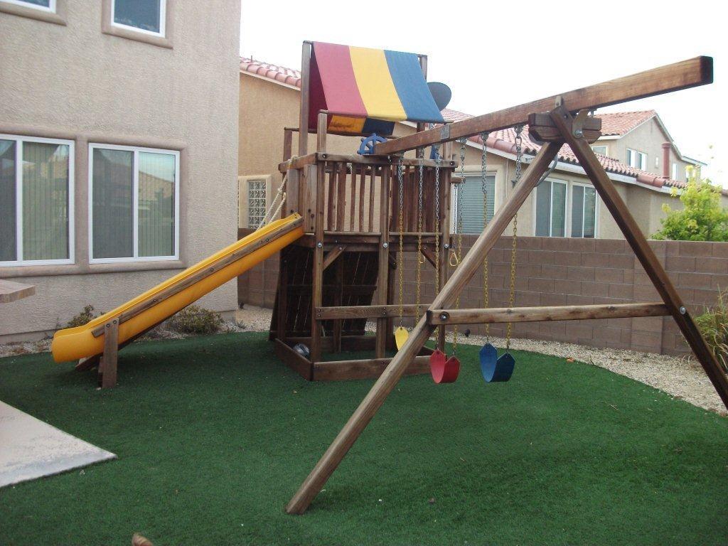 It was a nice playset when it was new but the wood was getting old and sun damaged.