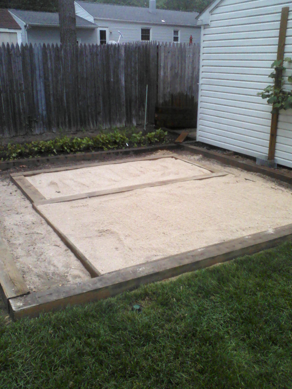 Laying out the base. Sand added.