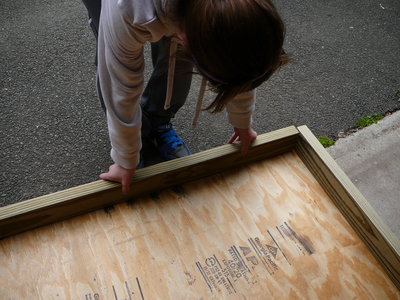 Laying the 2x4's in place prior to screwing togther