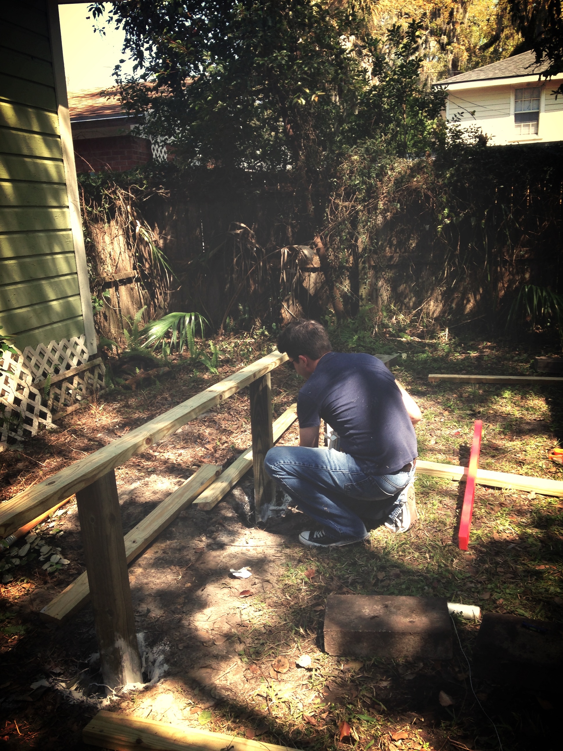 Leveling posts for the main coop deck.