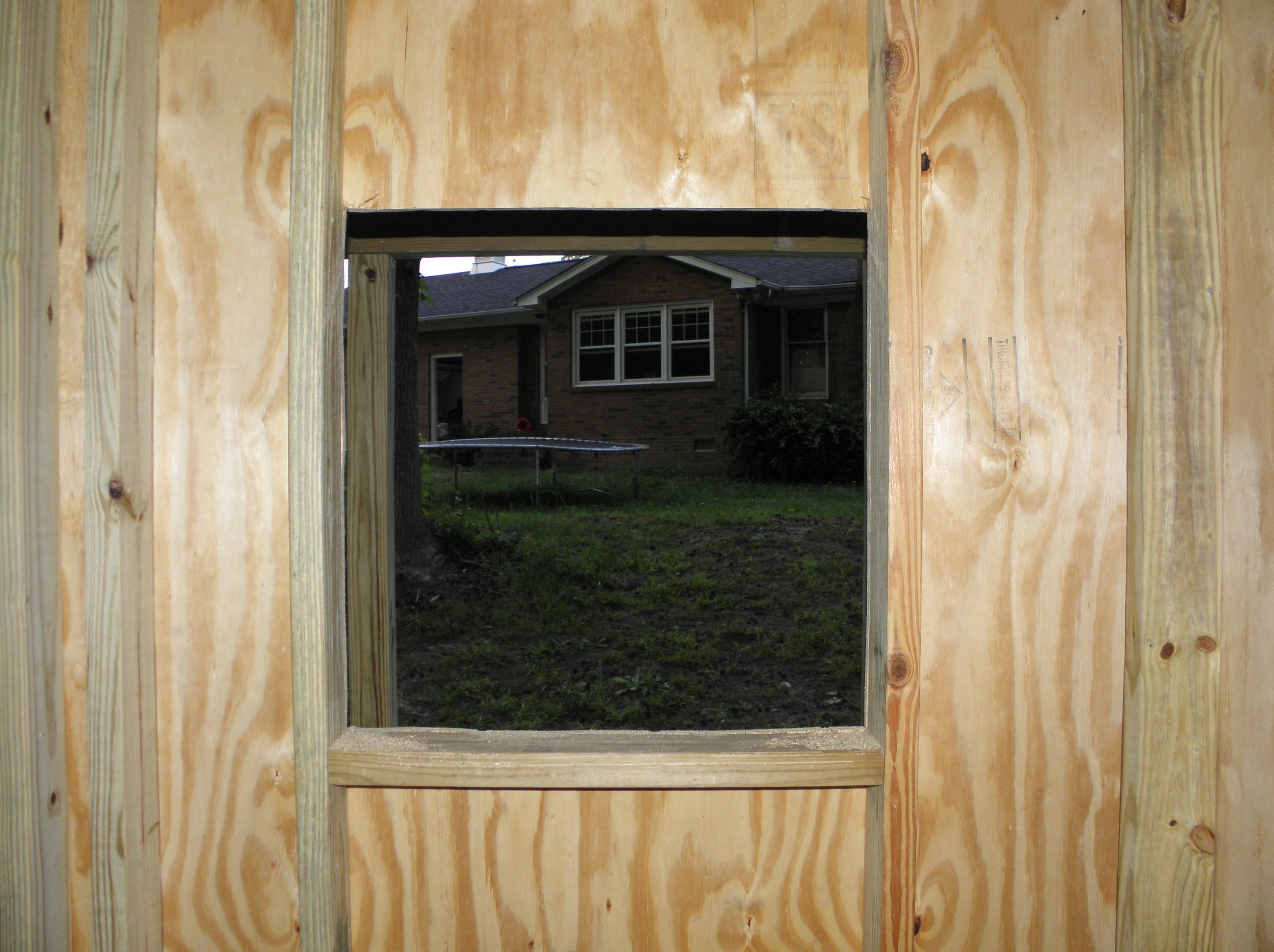 Looking out the front window to the house.
