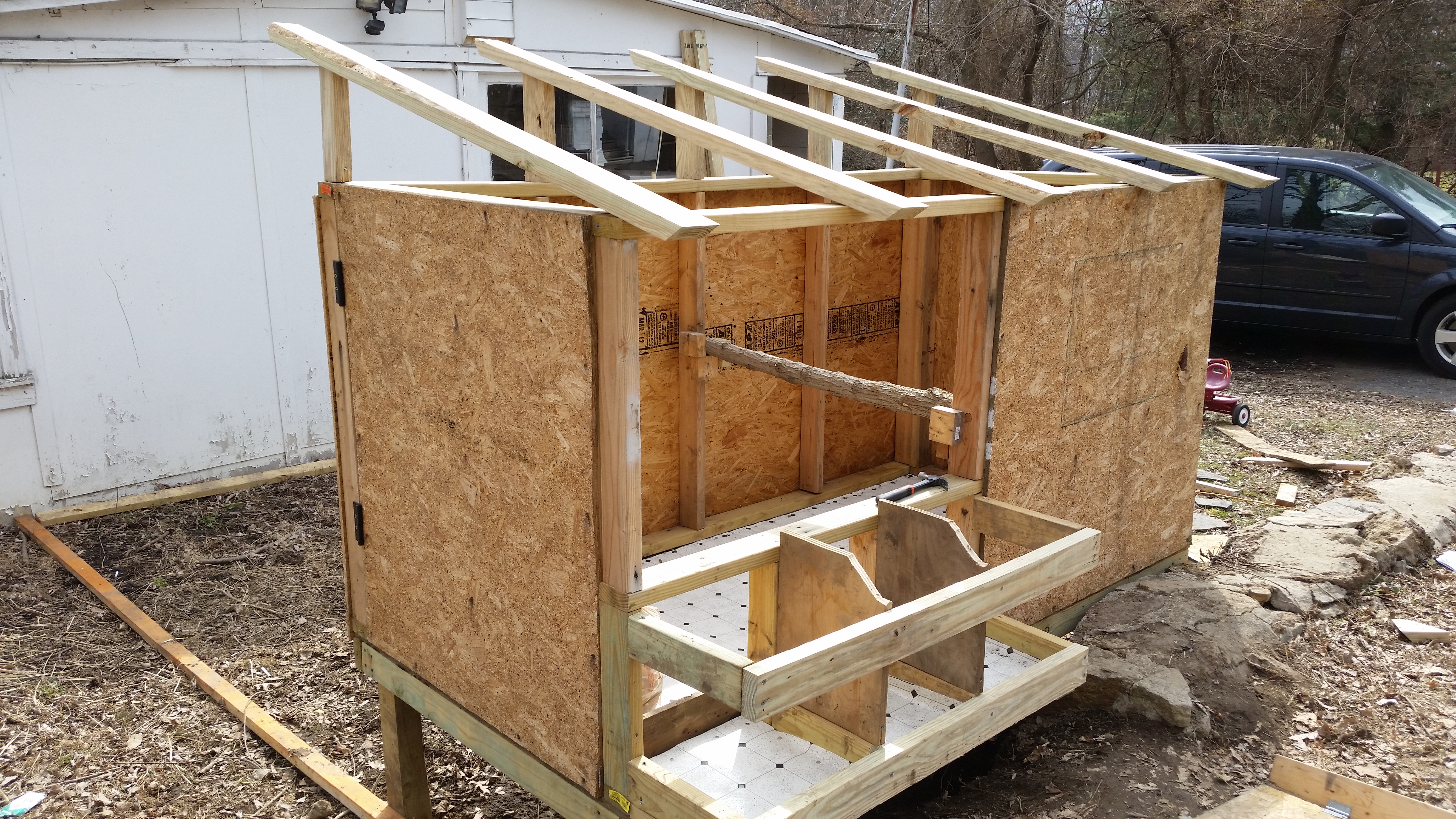 Making progress after the coop sat with just 4 walls all winter.