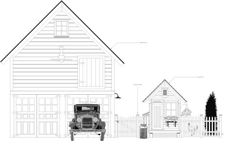 Master plan drawing. I designed the coop around some dumpster dive/garbage day finds. 3 windows a closet/cabinet door and a couple of porch brackets plus house shutters. The 31 model A pickup truck is is the garage ;)