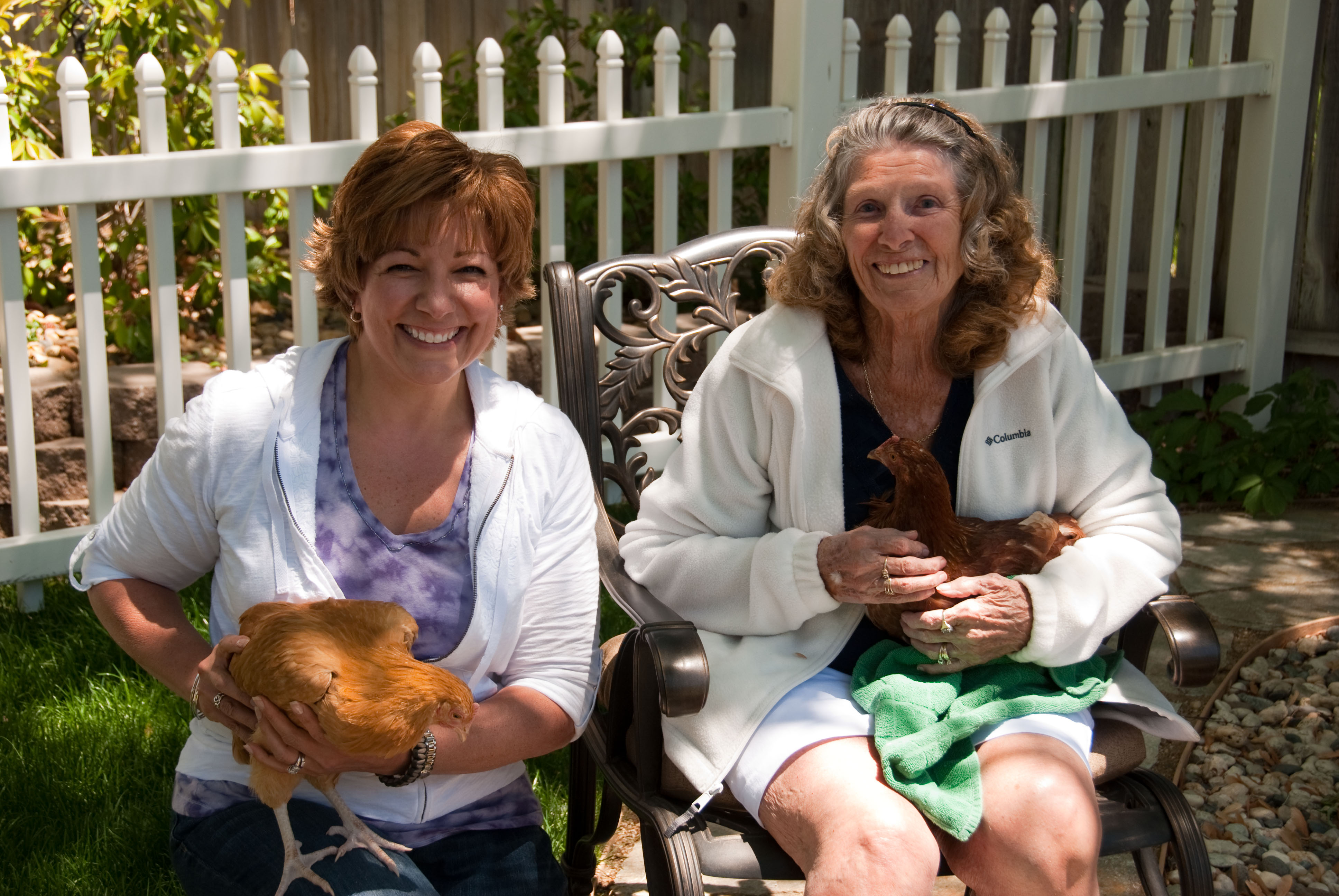 Me and my beautiful Gramma Lily.  I am holding Deloris the buff orp and she is holding Lily the RIR
