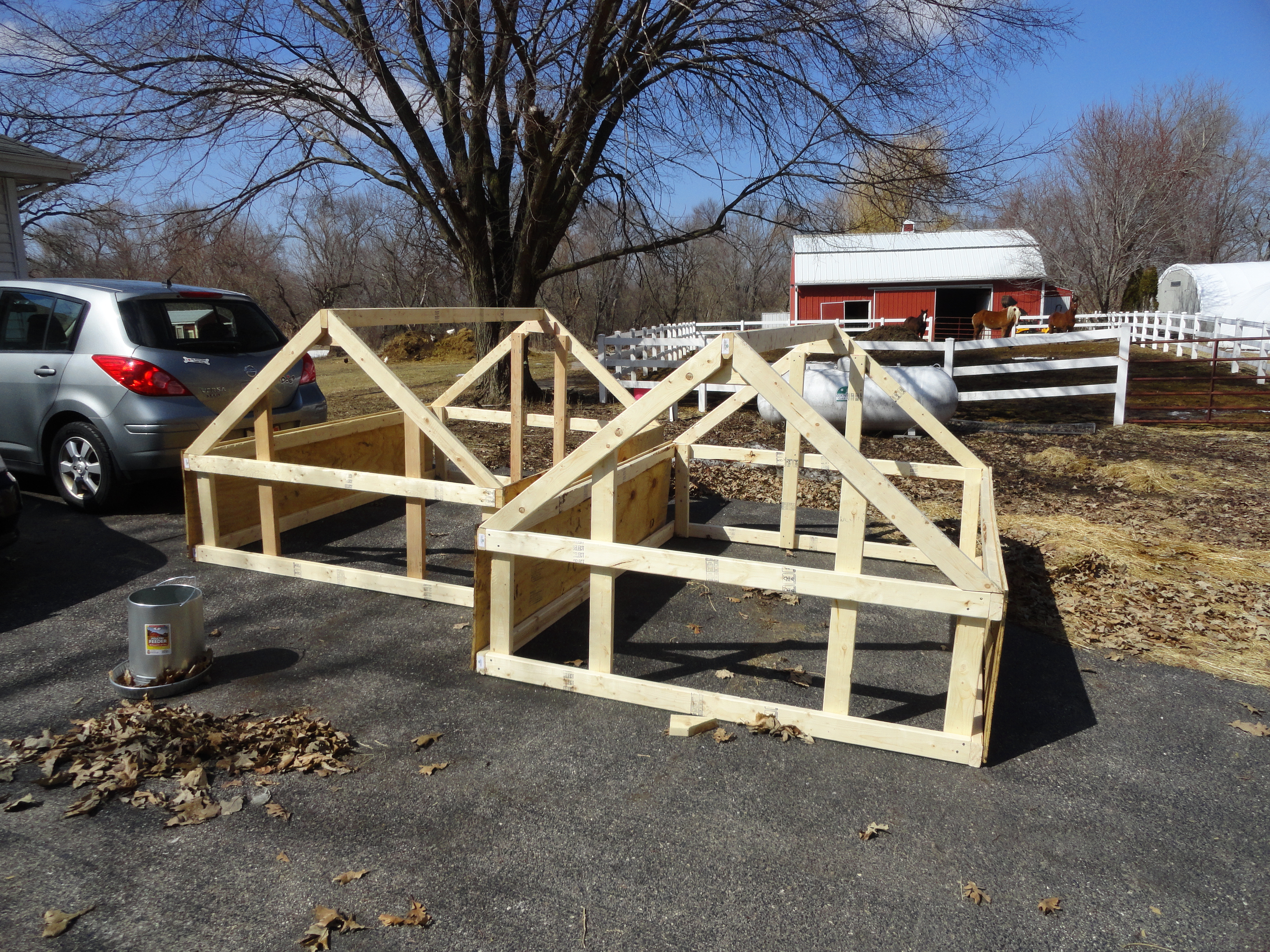 Mid way through building 2- 6' X 8' chicken tractor for my meat birds.