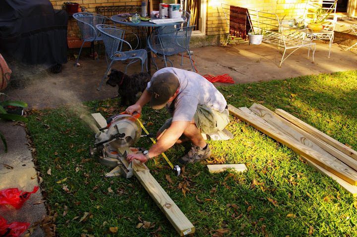 Miter saw in action.