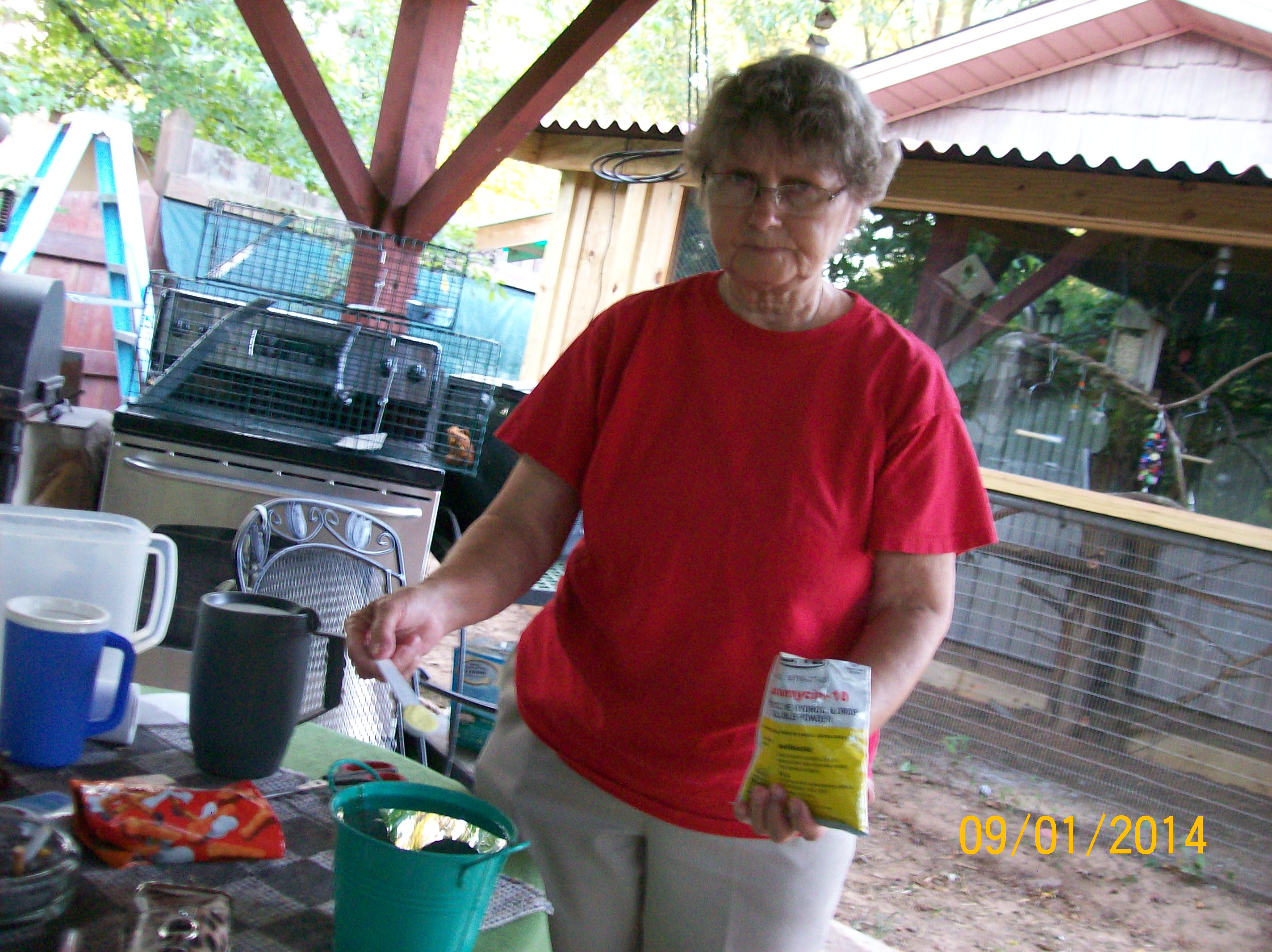mom mixing up buzzy's med's