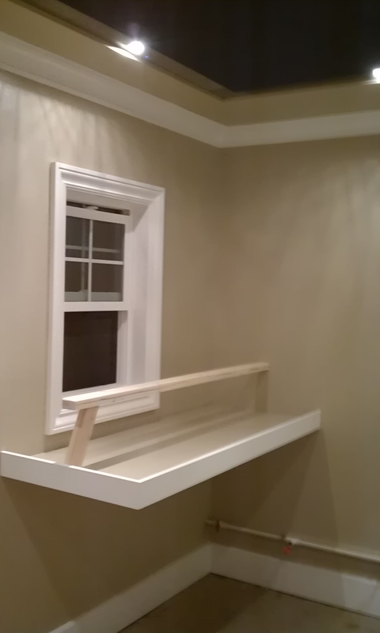 Most of the carpentry is finished on the chicken side. I still need to build the nesting boxes.. still working on the design for a roll out system that is retrievable from the human side and doesn't protrude out into the room.