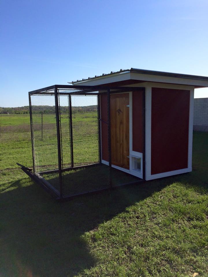 Movable Chicken Coop & Run on a metal frame sleigh with customized wood