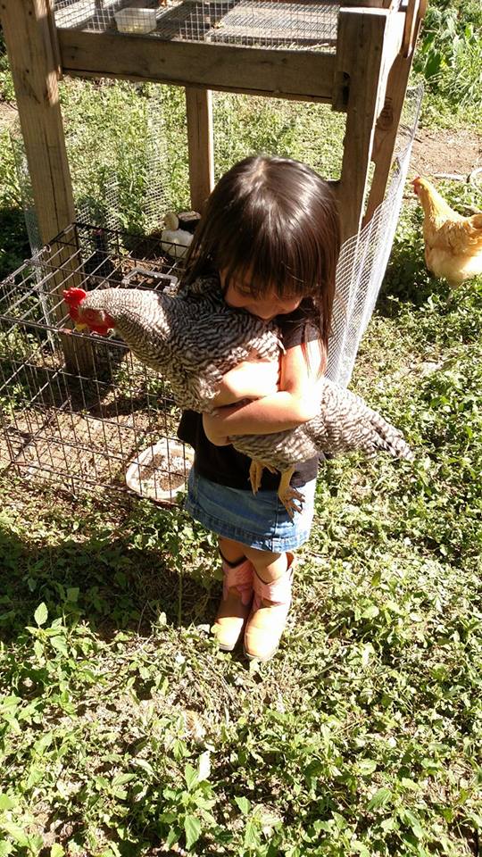 My 3 year old with her rooster