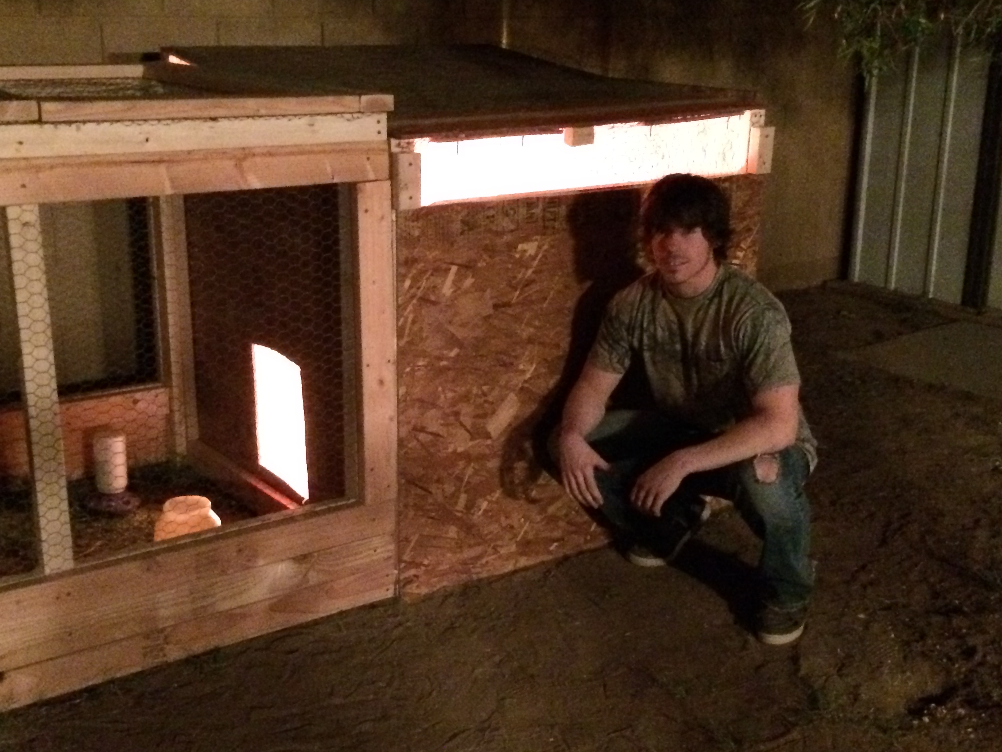 My brother Sheth Garcia wanted to pose with the new coop.