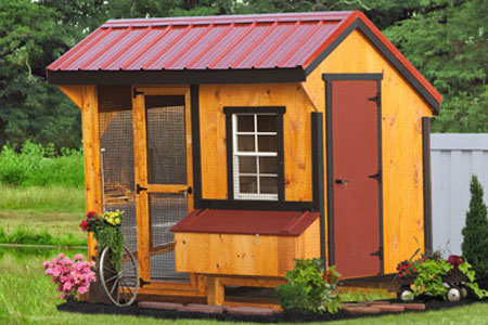 My coop just before it was delivered. I have since replaced the "sled" with wheels.