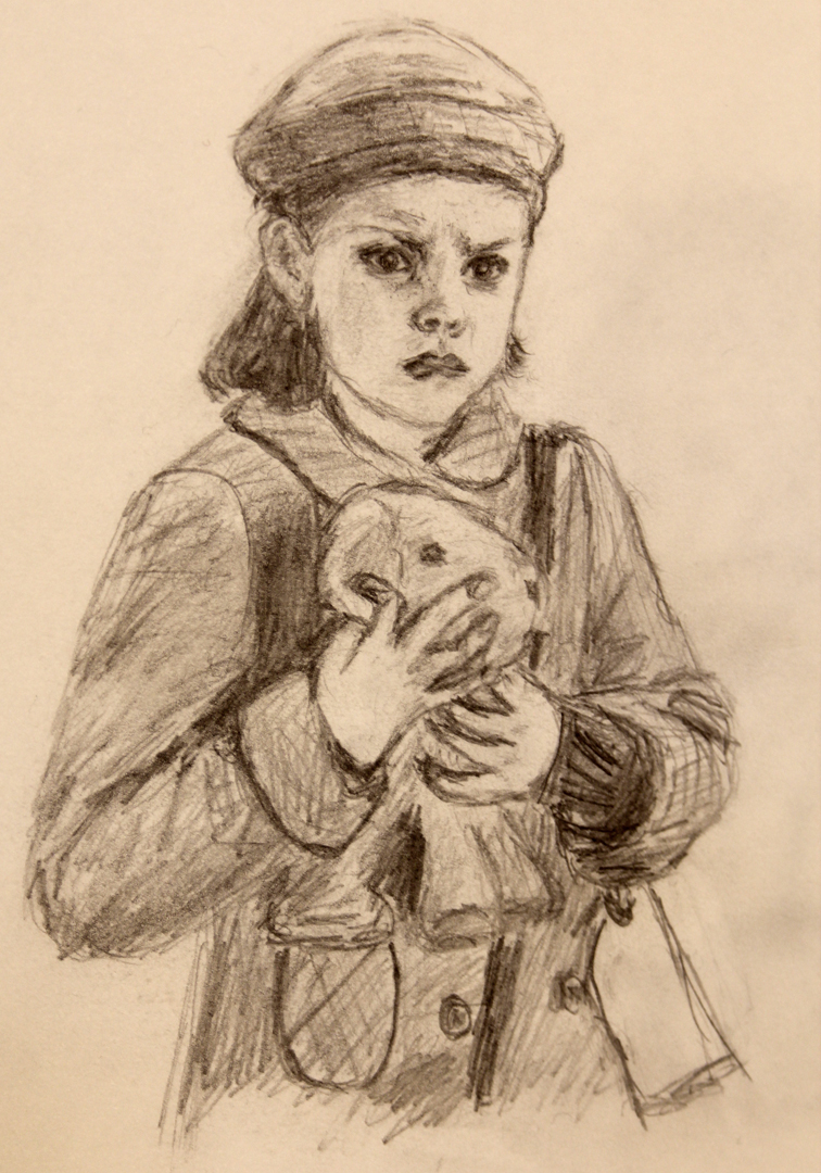 My favorite Lucy Pevensie drawing.  I'm not quite positive how I got so much detail into this one, as the actual drawing is only a few inches high, but I love how sad and expressive her face is.