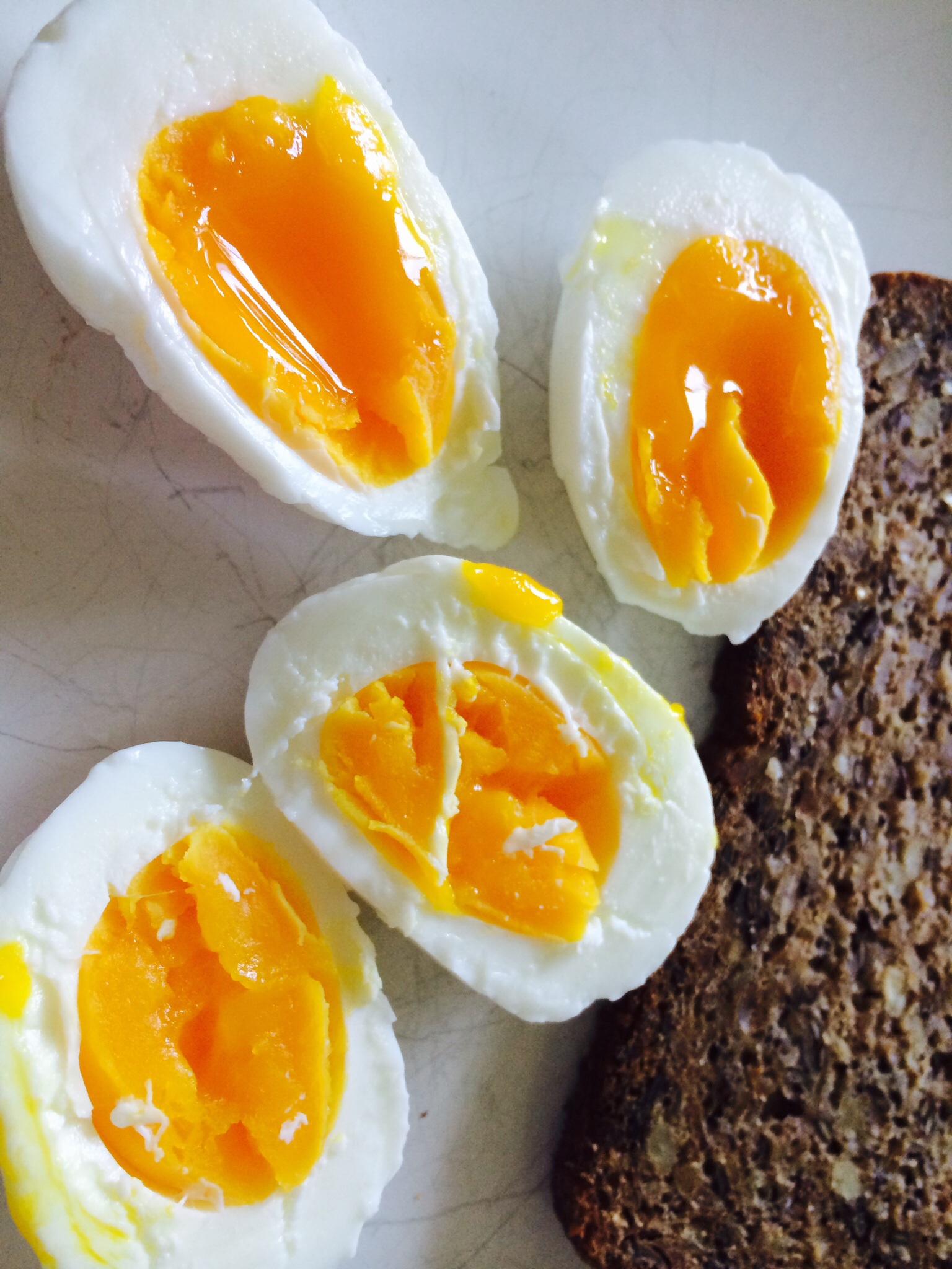 My free roam buff Orpington's eggs. Grass-fed, bug fed, veggie fed. Minimum of processed layer feed...