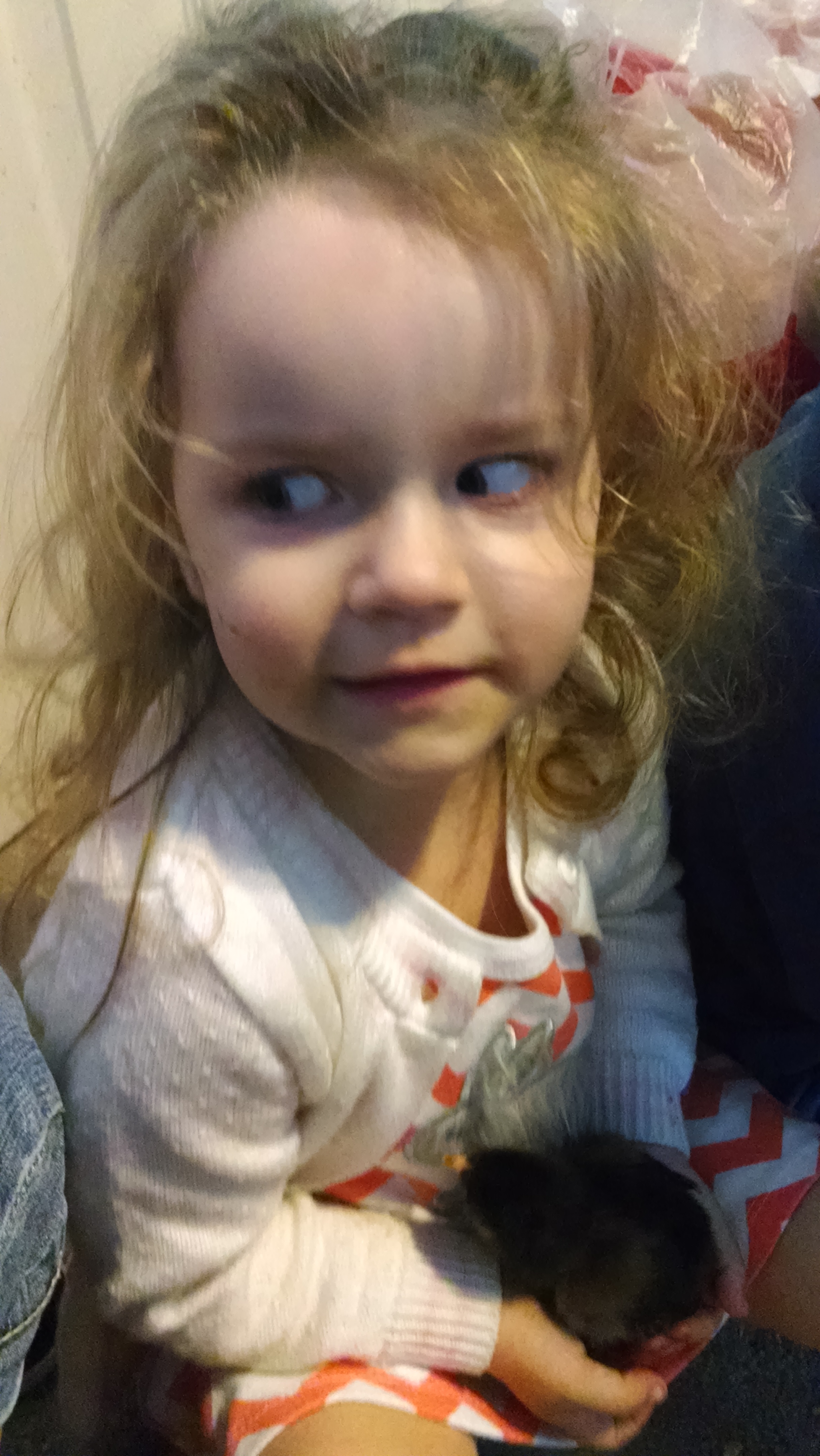 My granddaughter and her baby bok bok Penni.