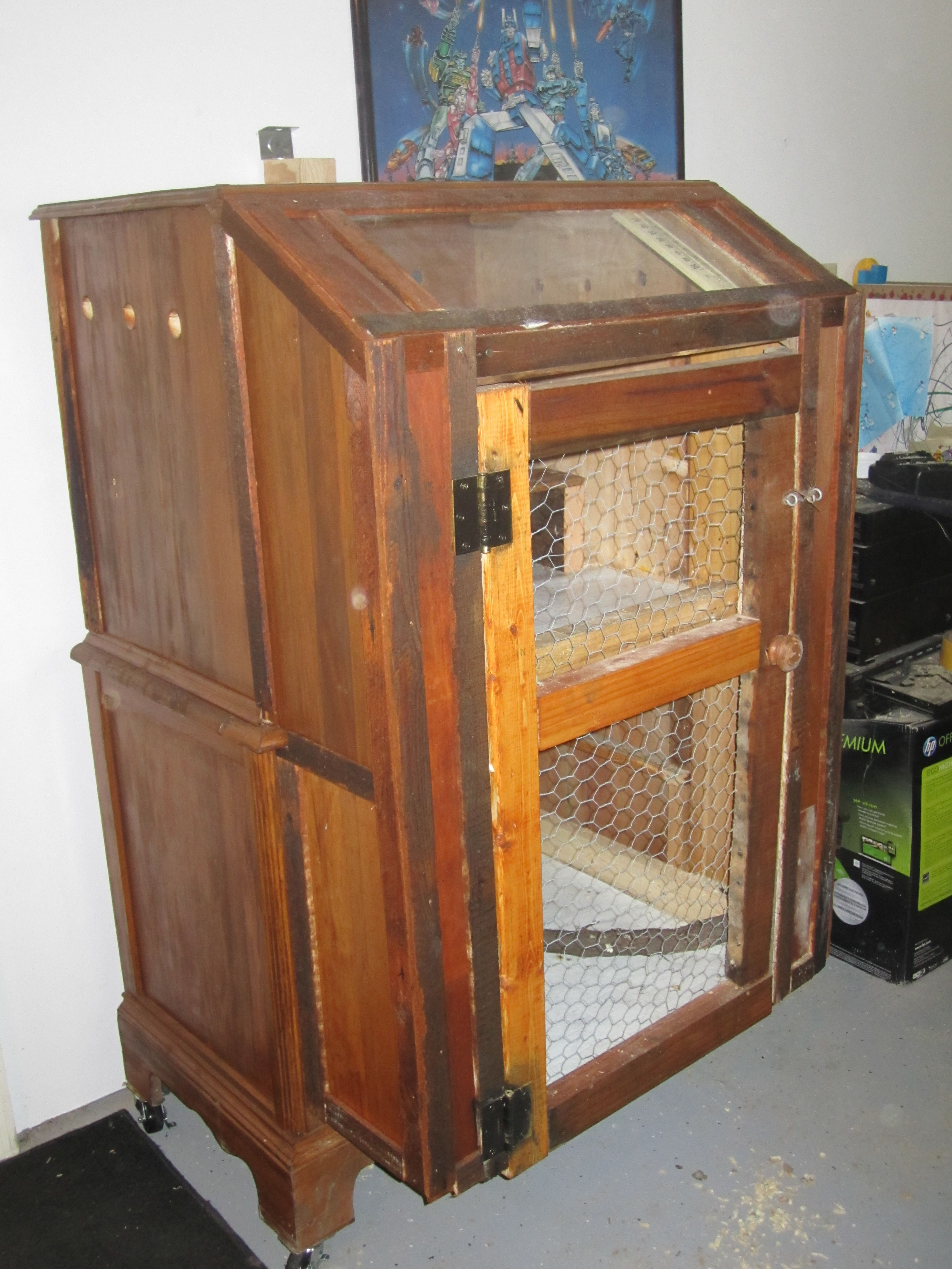 My re purposed dresser multi level  brooder completed.