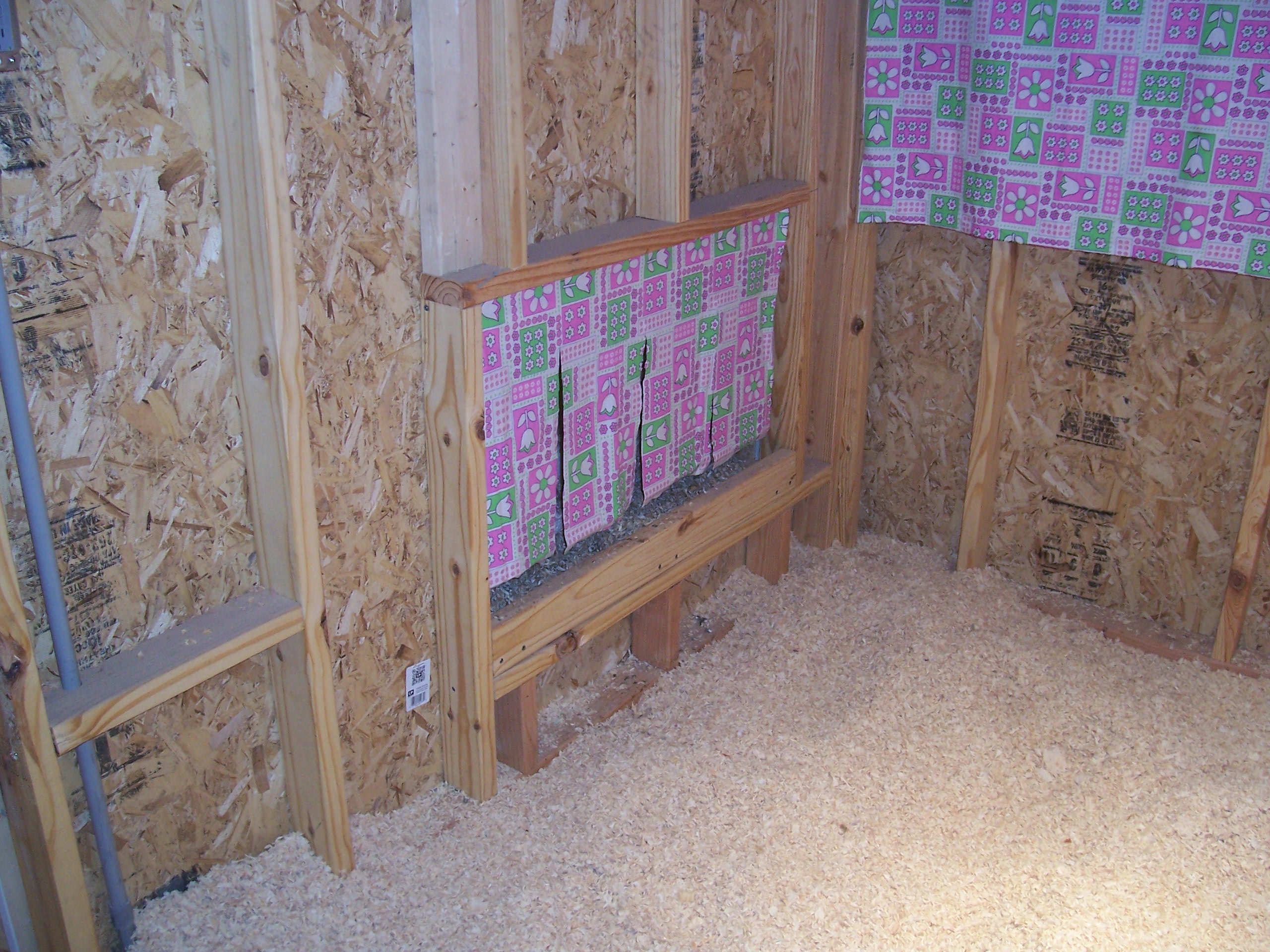 Nesting box is on the left storage space is on the right.
