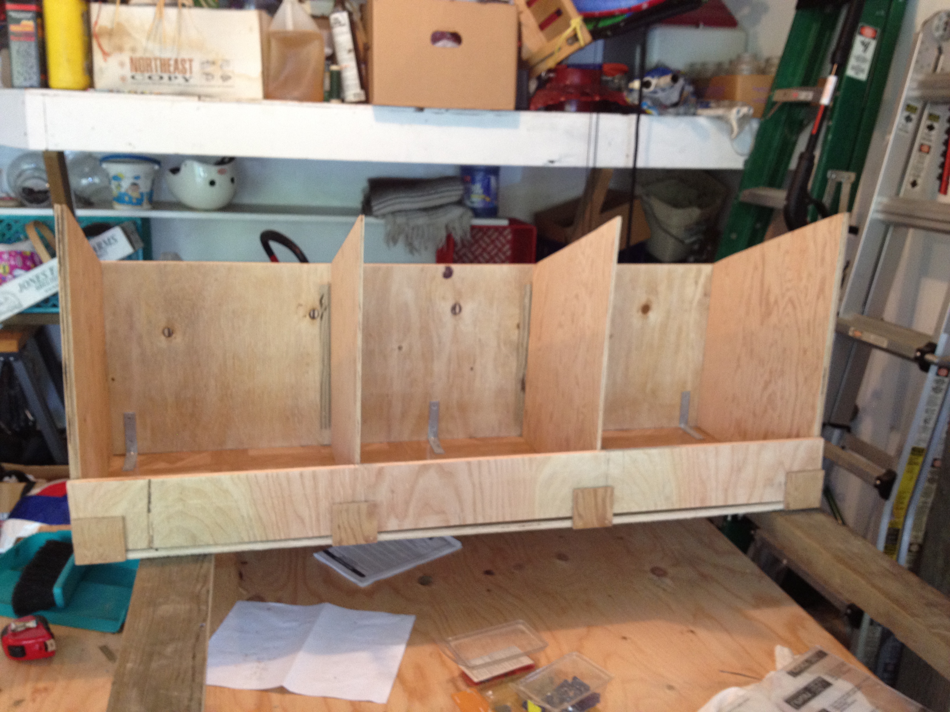 Nesting boxes - partitions are removeable as is the board at the bottom in the front to help make cleaning easier
