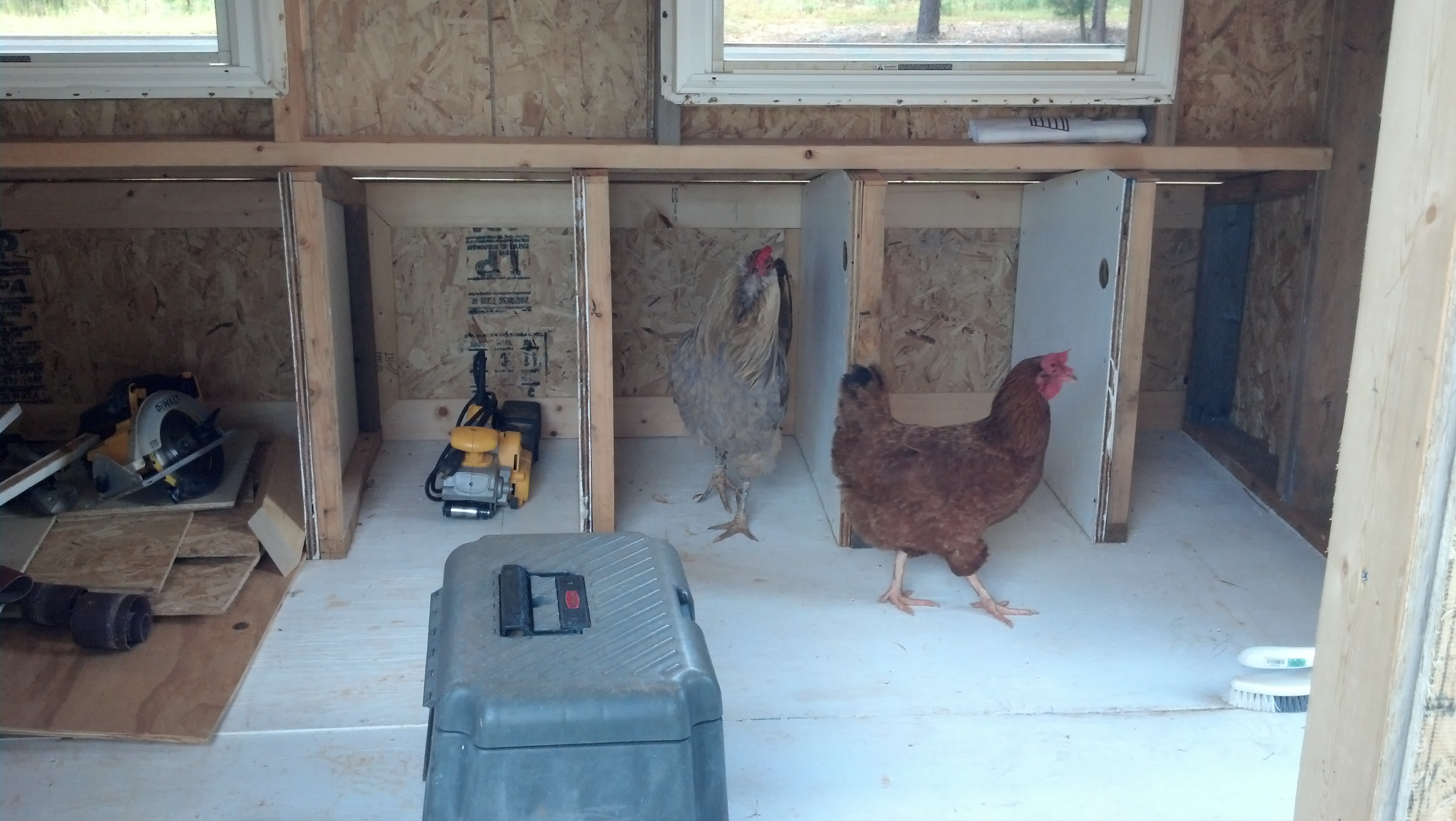 New owners checking up on the construction.