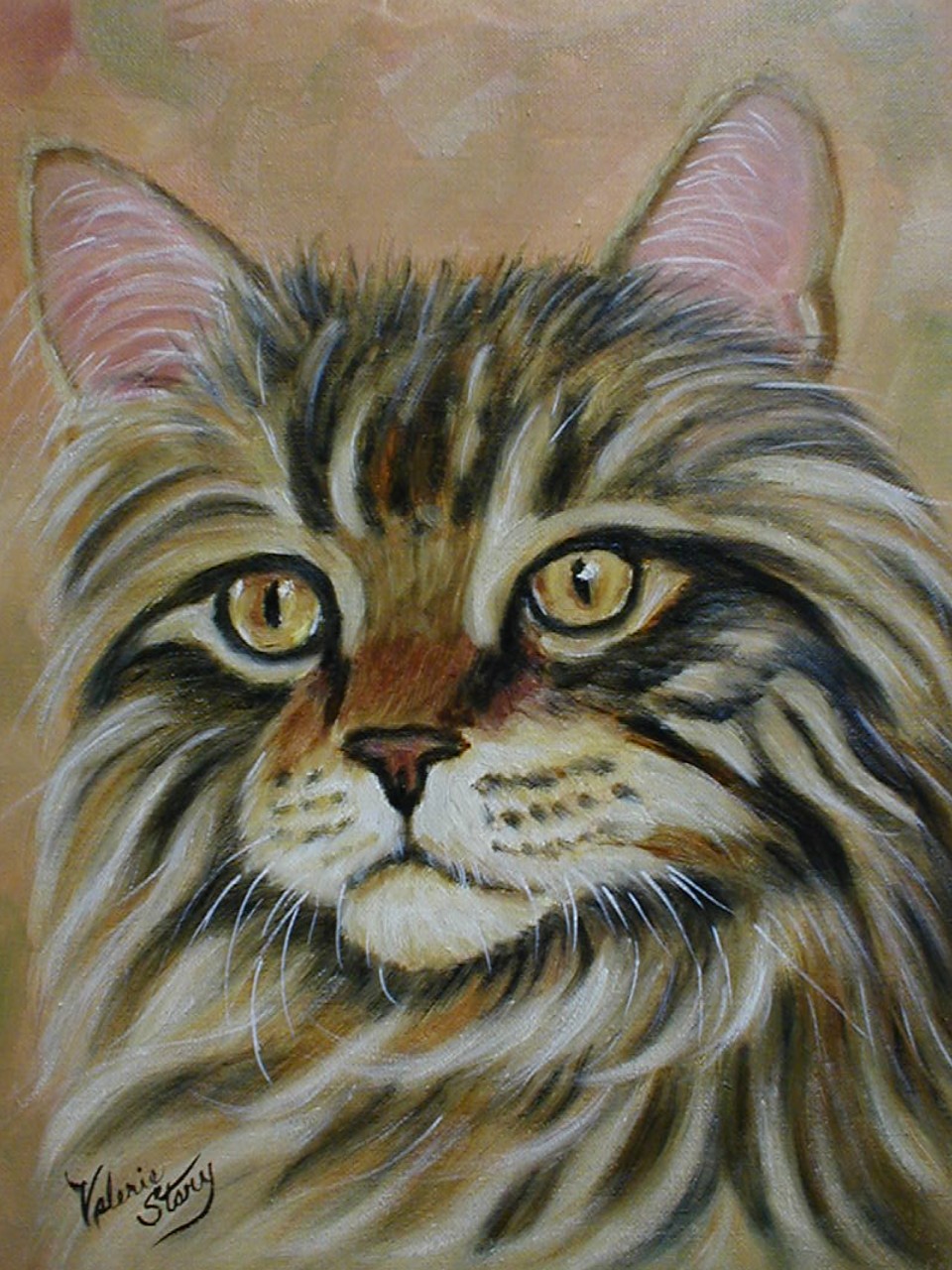 Oil of tabby cat