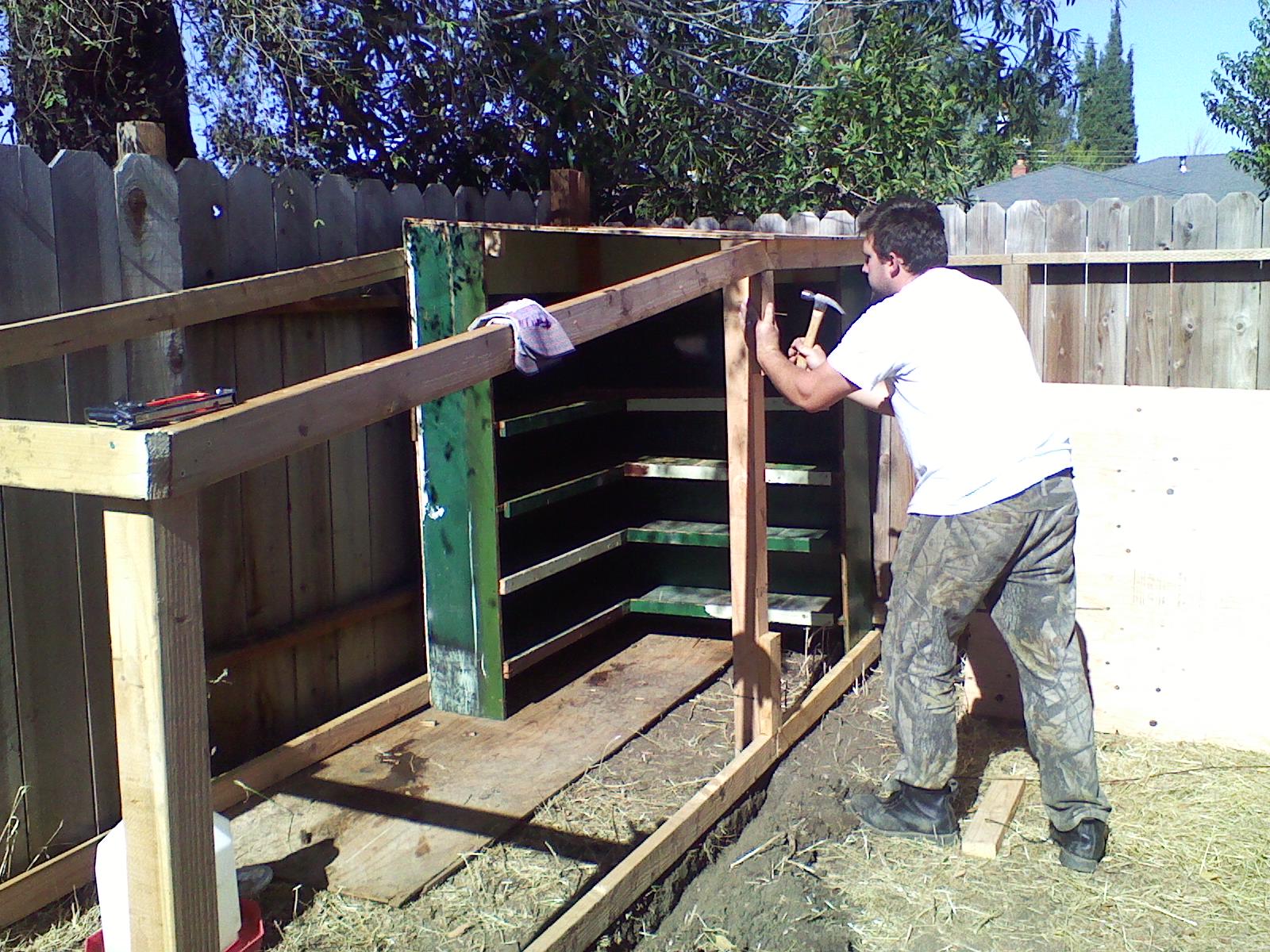 Old pallet wood and some donated scrap wood.