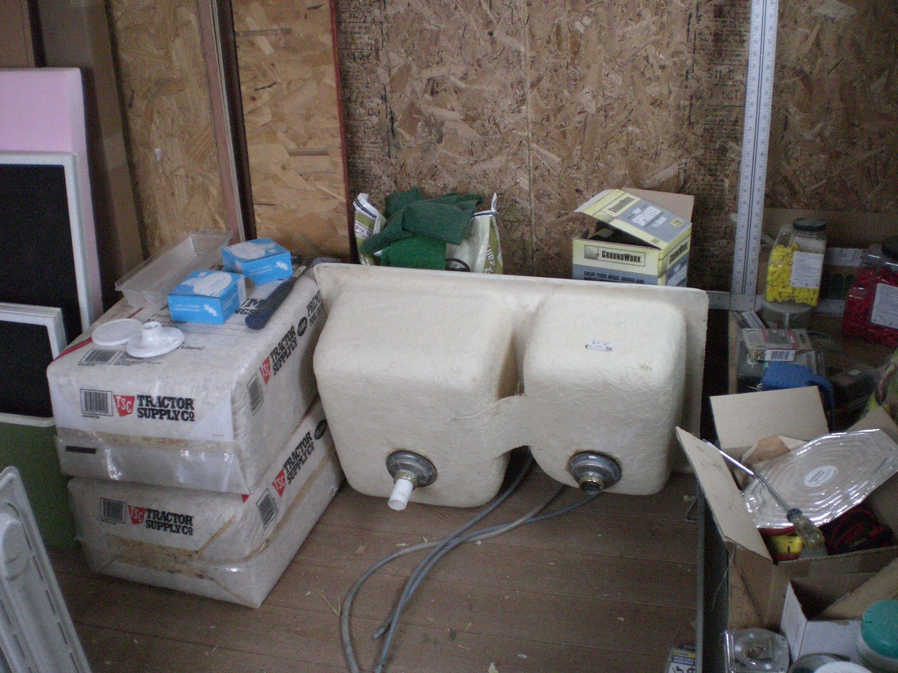 Old sink from the neighbor.  Waiting for spring to do the install.