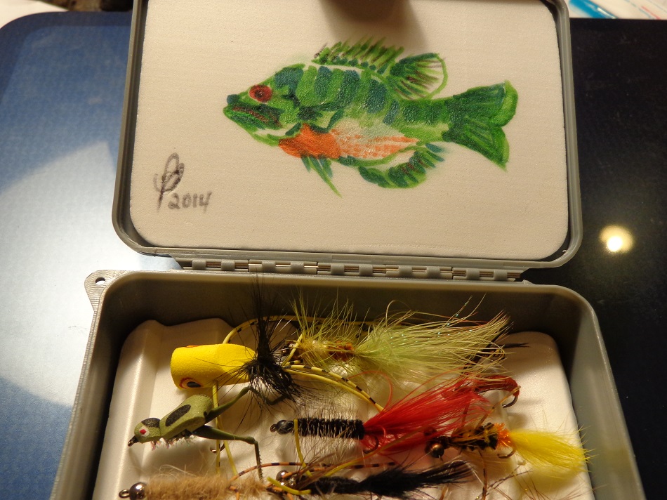 One of my fly boxes I did for a friend. Art is Sharpie on foam