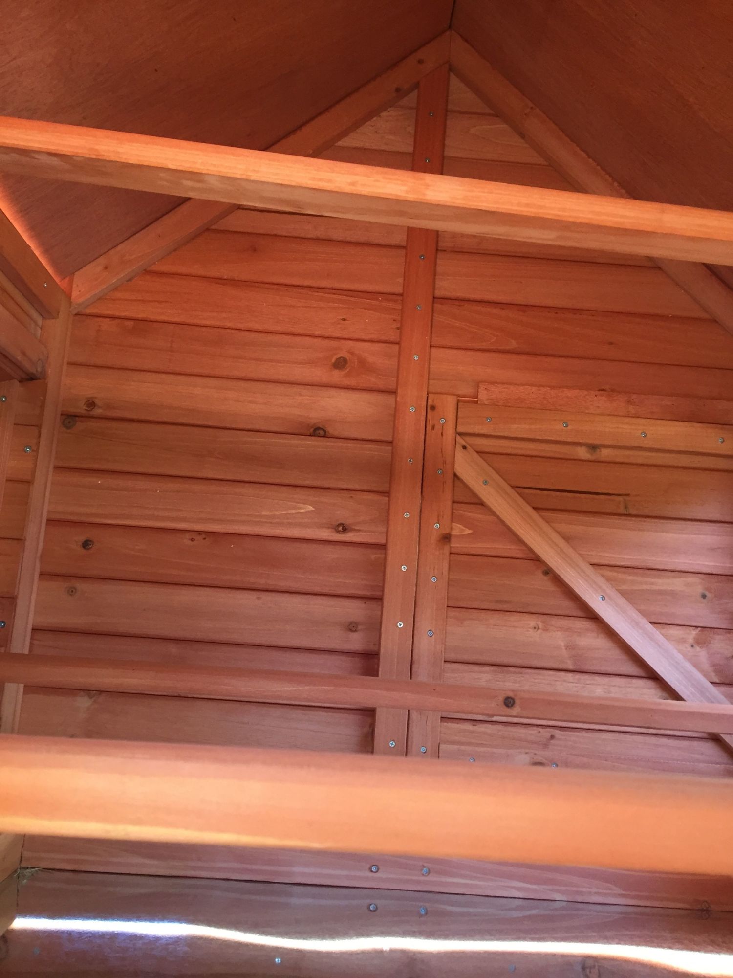 Originally, the perches are supposed to be in a row along the bottom. I attached one above the row of nest boxes. My chicks already prefer higher perches in their rabbit cage, so I'm using that in their permanent house :)