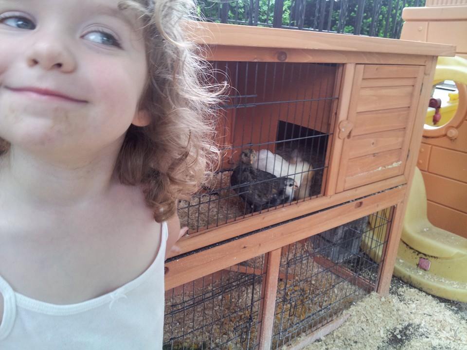 Our gran-daughter getting ready to tend to chickens in the morning.