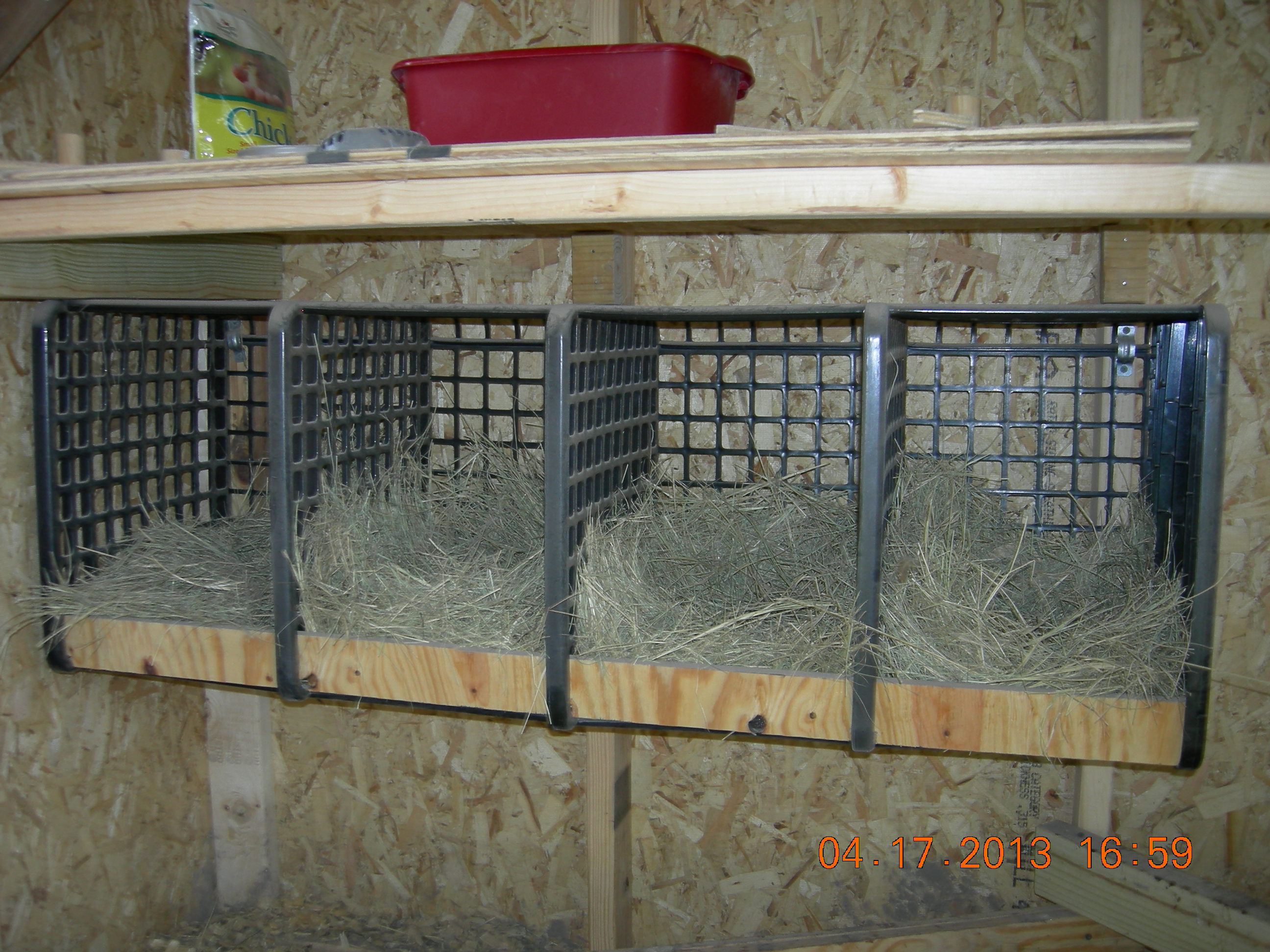 Our Nestboxes, well not ours but the chickens nest boxes. It's a repurposed plastic shelf unit.
