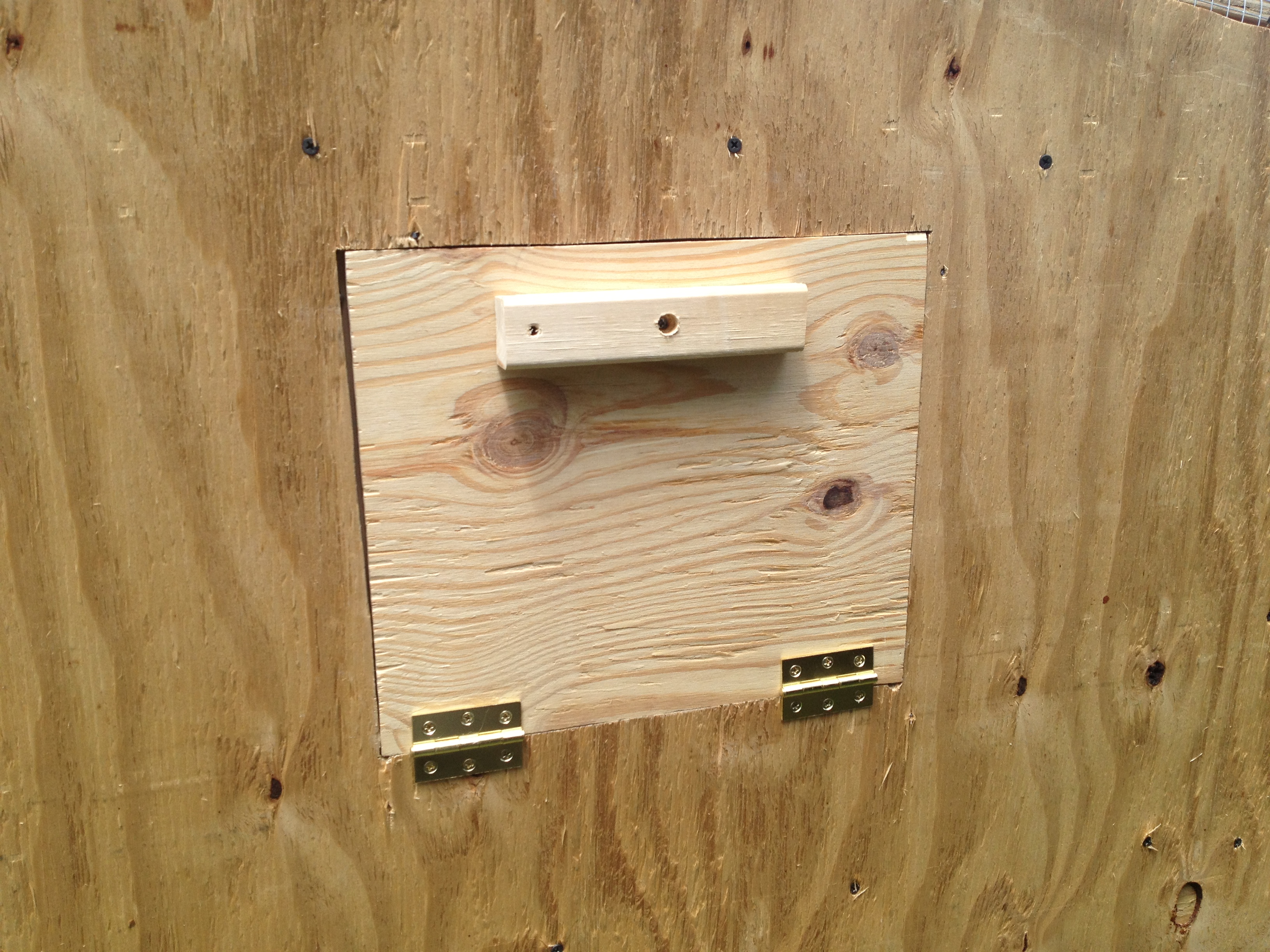 Peek Door exterior - I'm not the best woodworker - the wood "jams" tight - need to pull pretty hard to open!