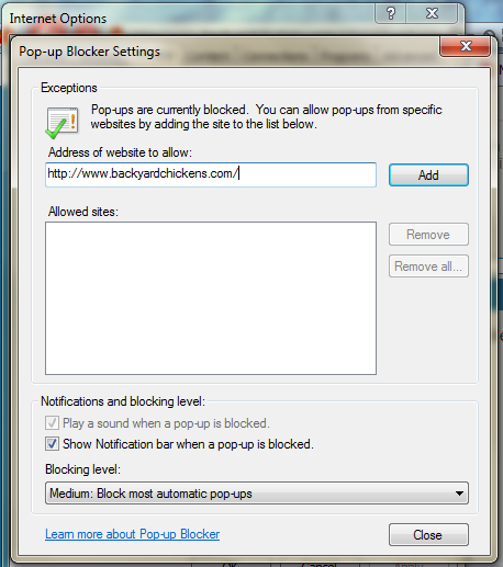 Pop up blocker step 2